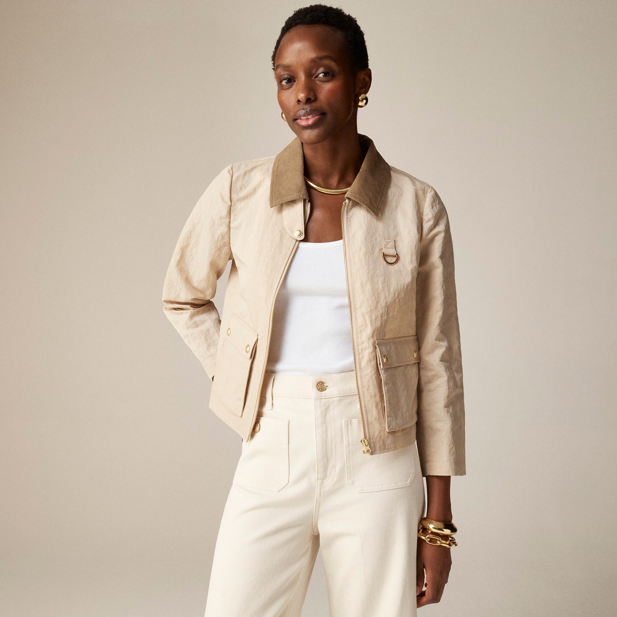 REV belted cropped jacket - Neutrals