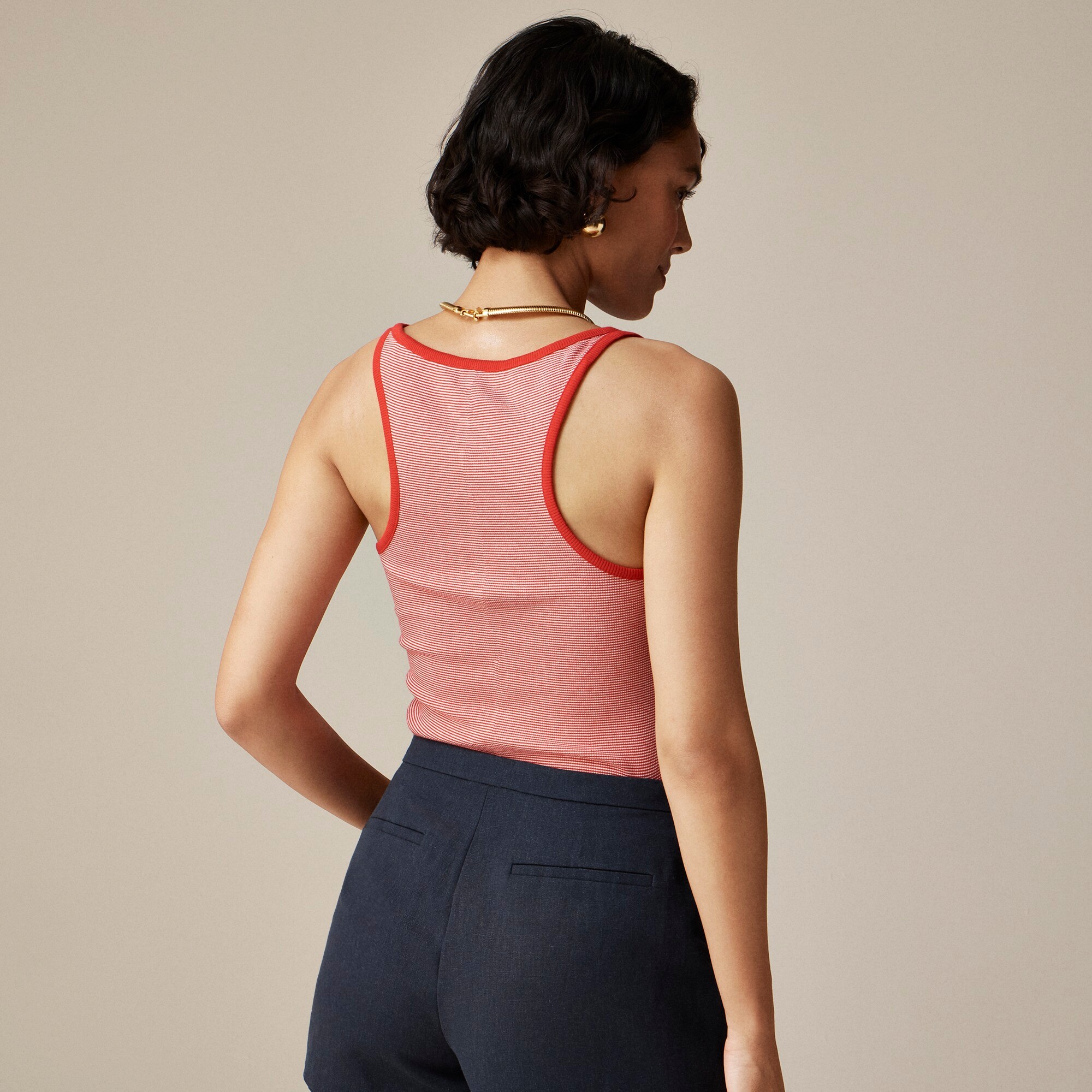 J.Crew: Fine Rib Racerback Tank Top In Stripe For Women