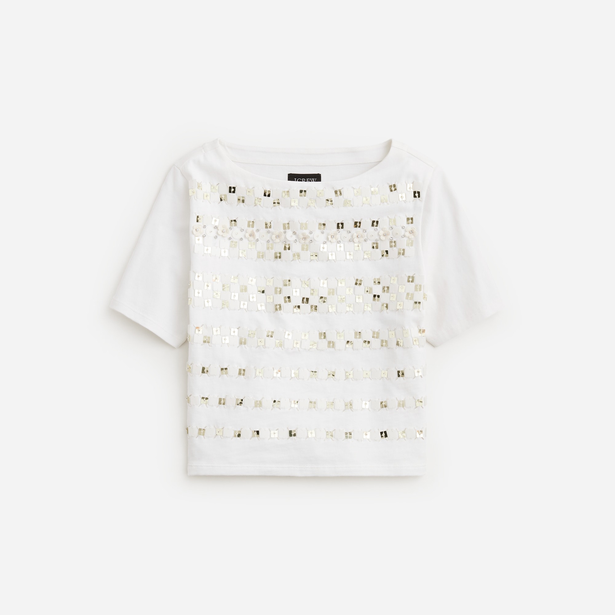 womens Limited-edition embellished T-shirt with floral appliqu&eacute;s