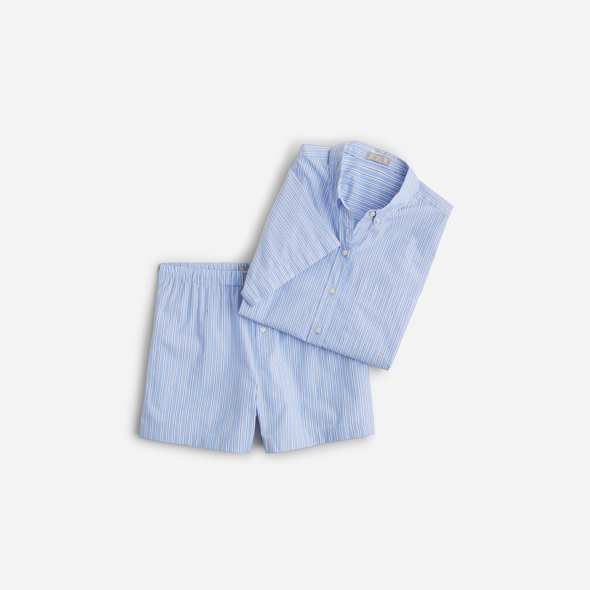 Cotton poplin boxer short set in stripe