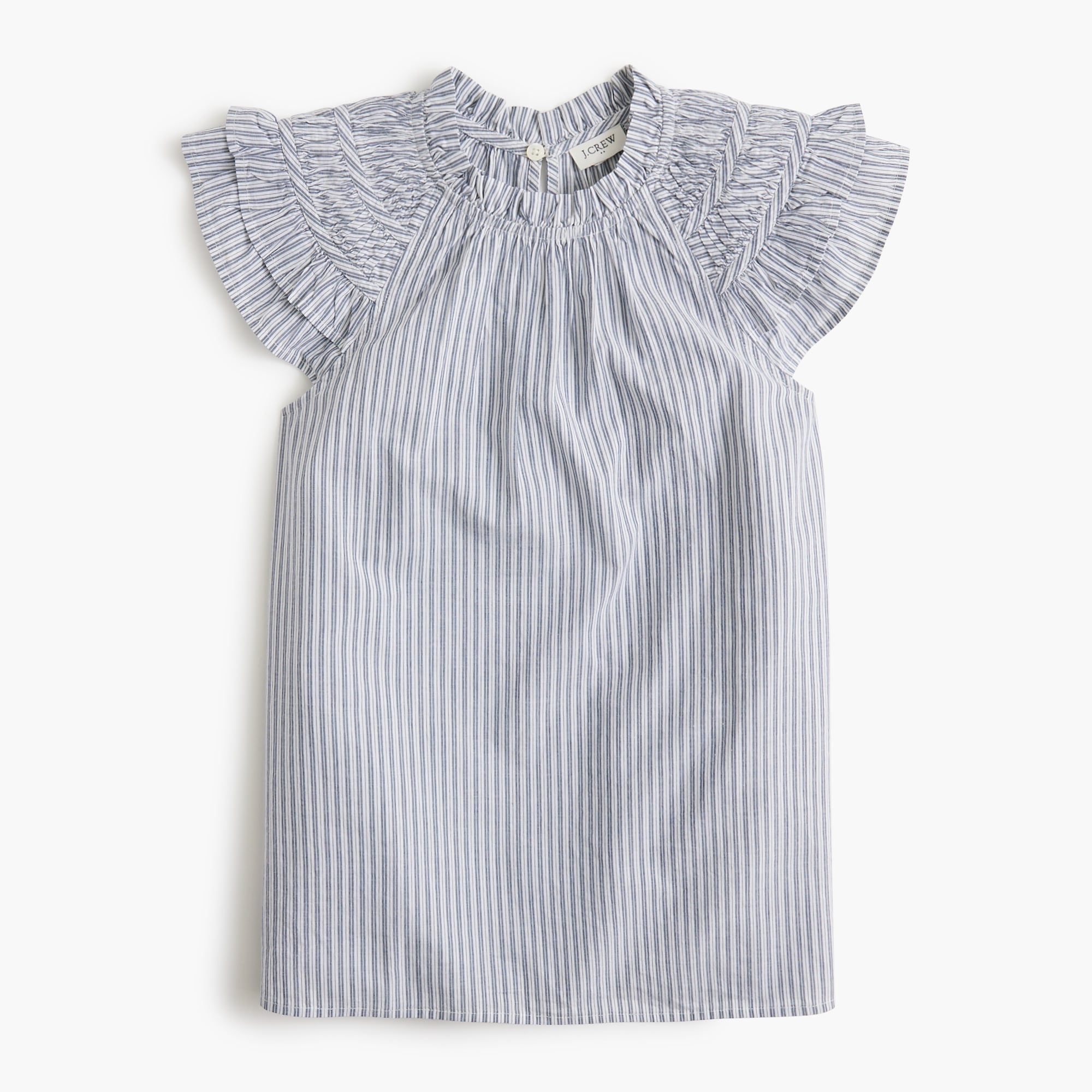 womens Striped flutter-sleeve top