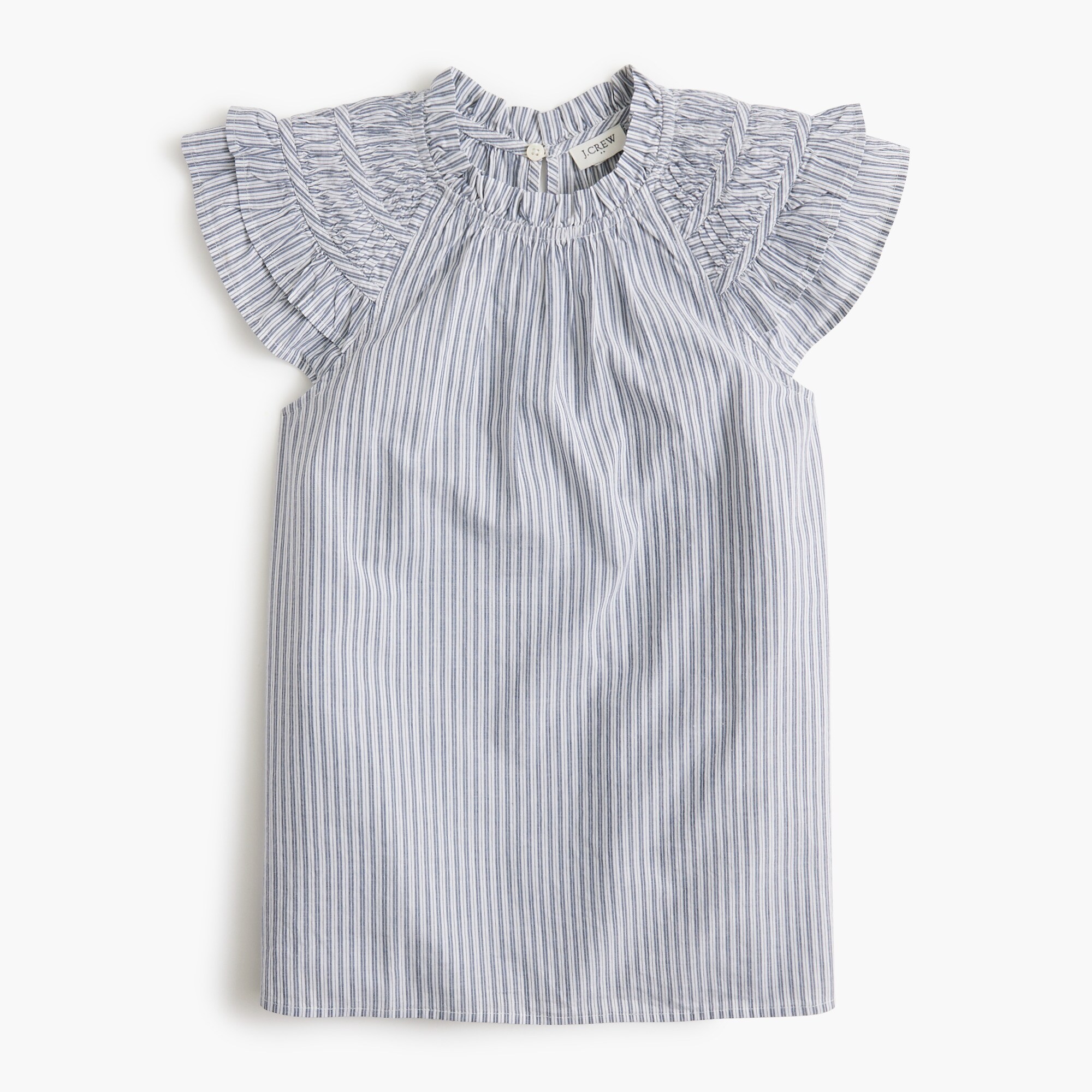Striped flutter-sleeve top