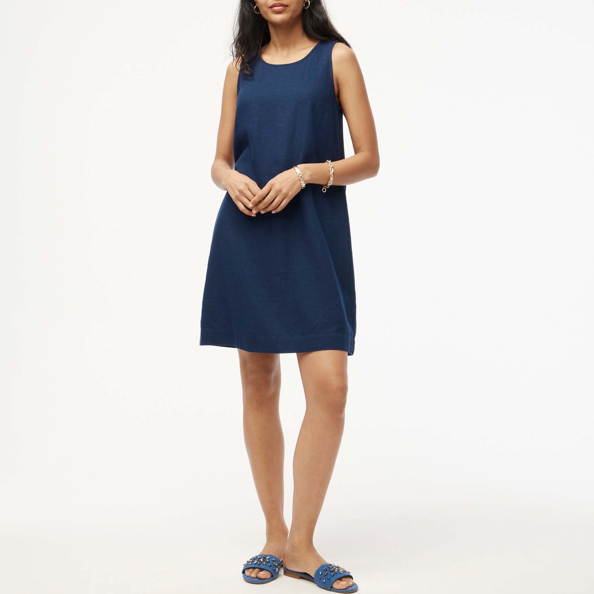  Linen-blend shift mini dress