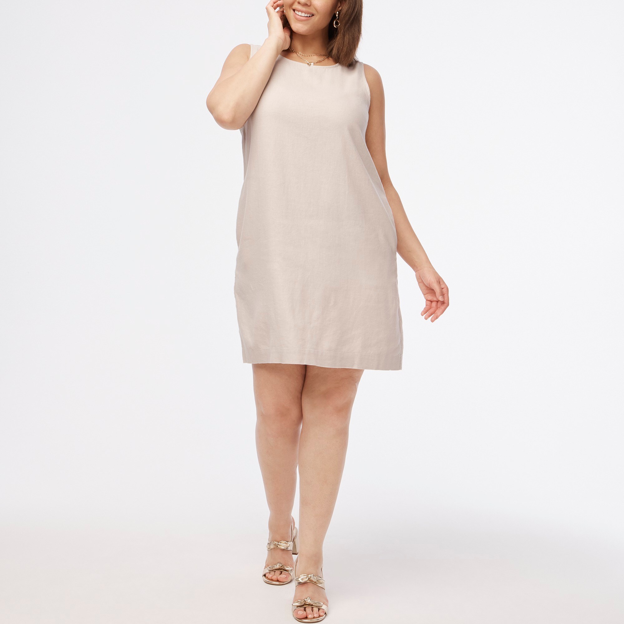 Linen-blend shift mini dress