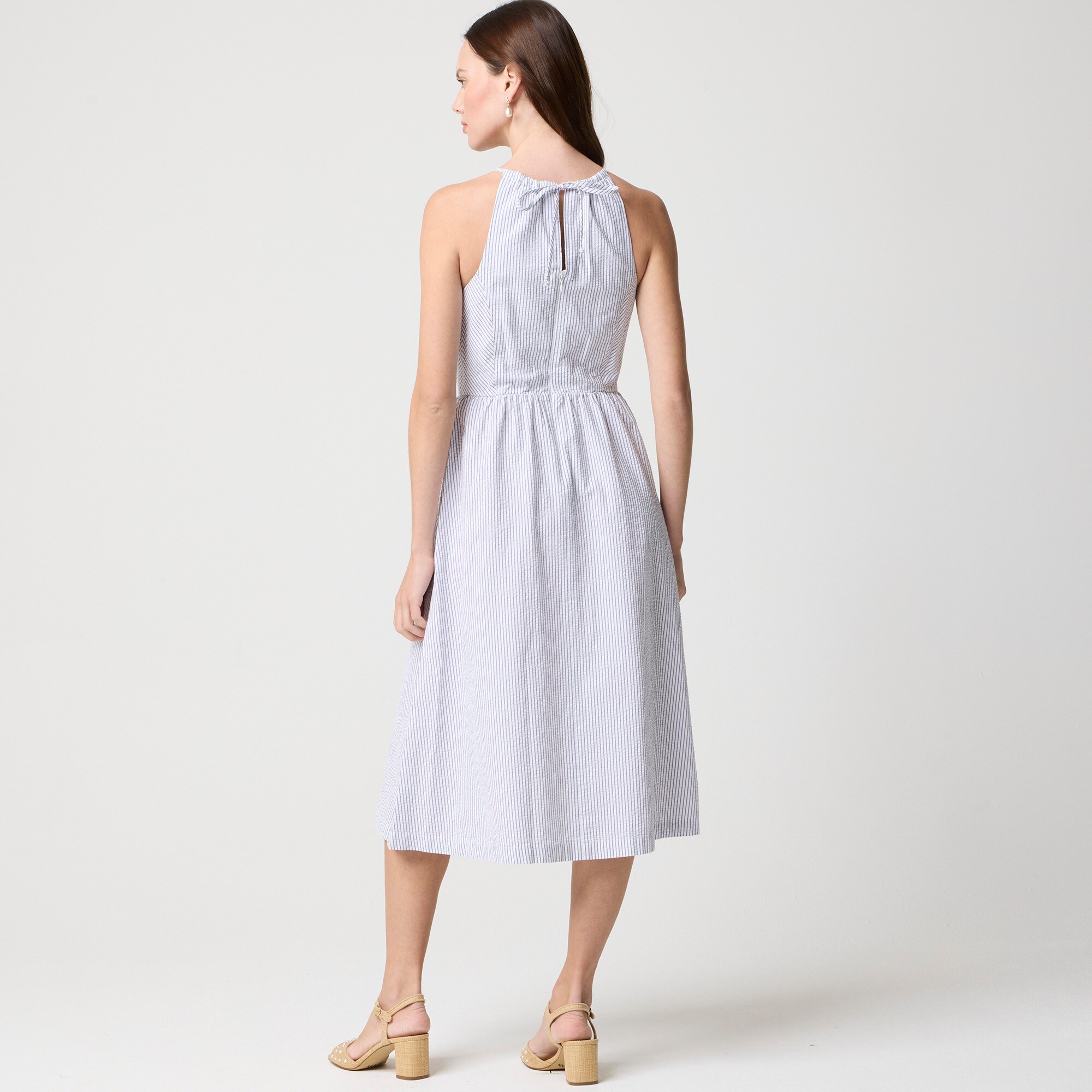 Tall strappy seersucker dress