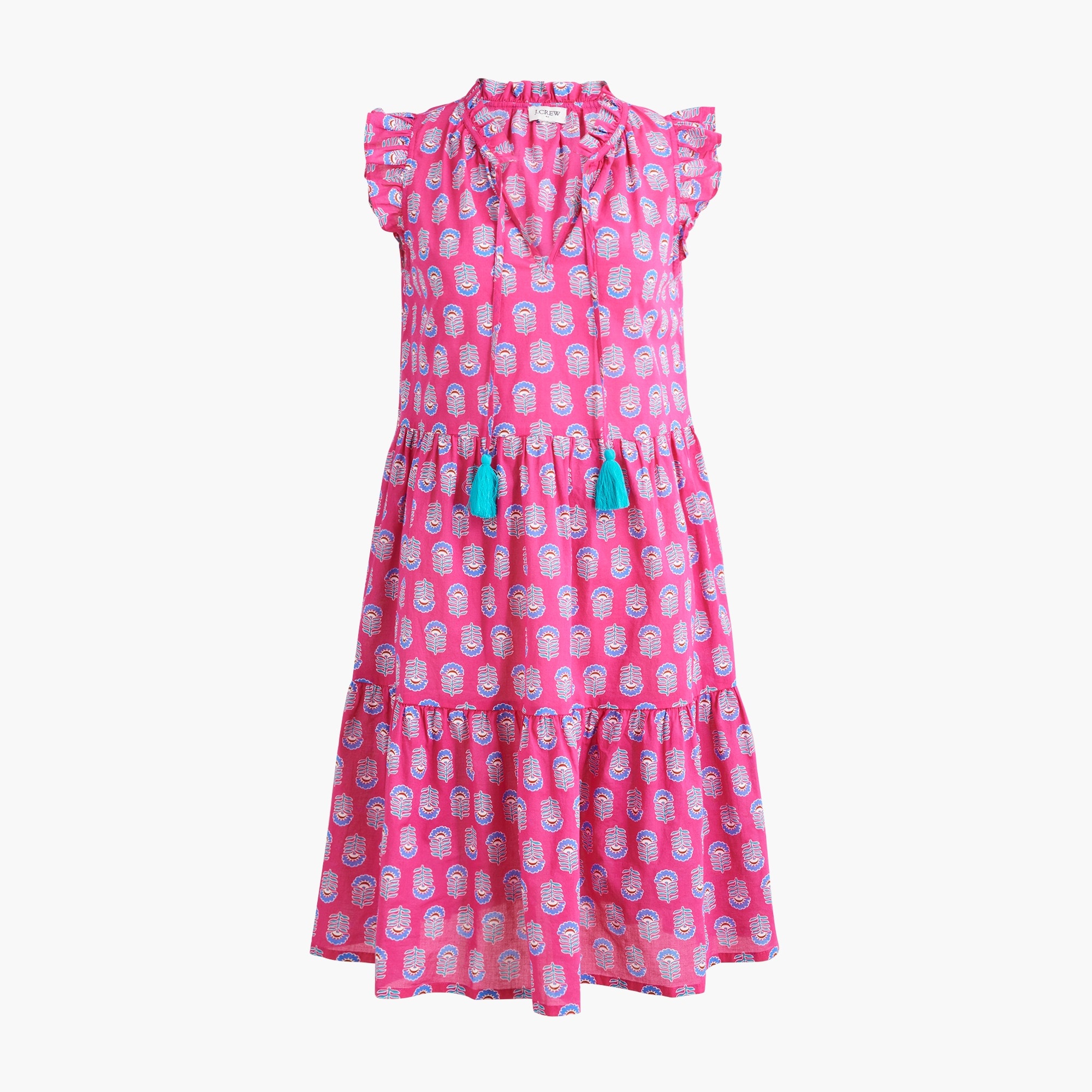 Ruffle-sleeve tiered beach dress