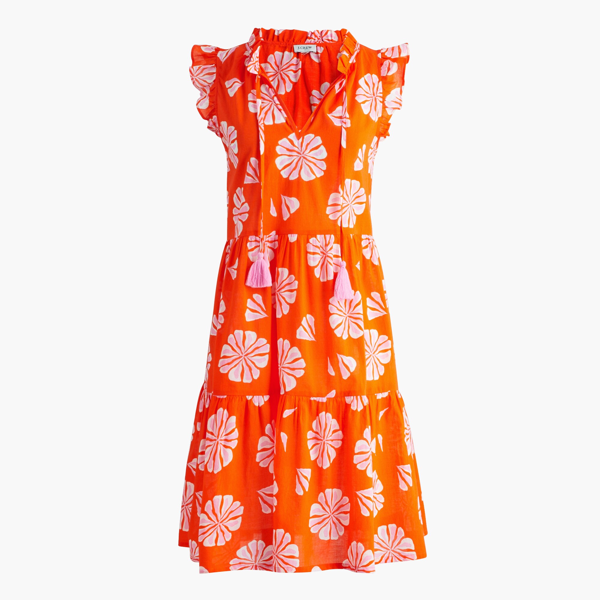 Ruffle-sleeve tiered beach dress