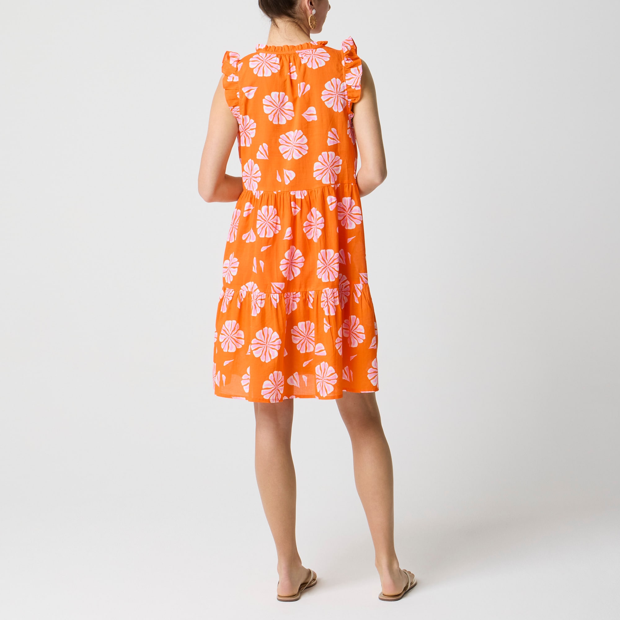 Ruffle-sleeve tiered beach dress