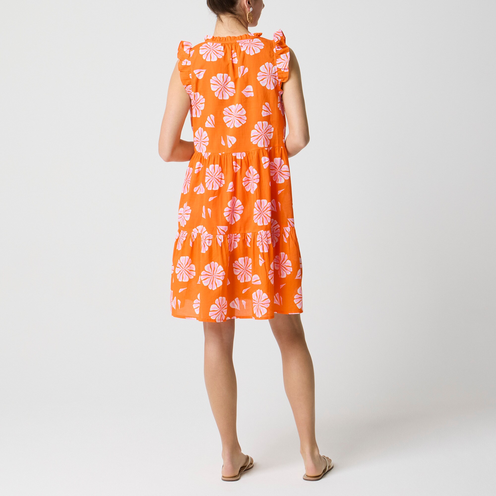 Ruffle-sleeve tiered beach dress