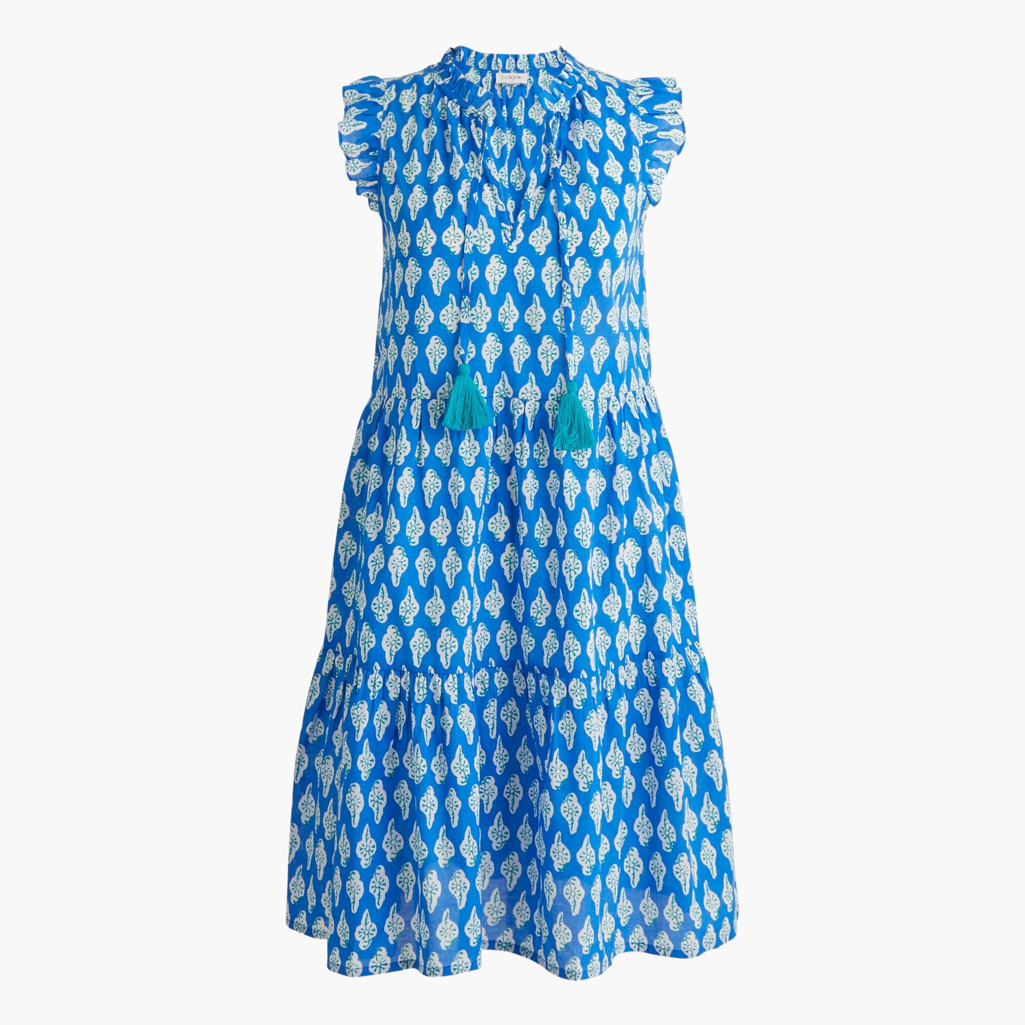 womens Ruffle-sleeve tiered beach dress