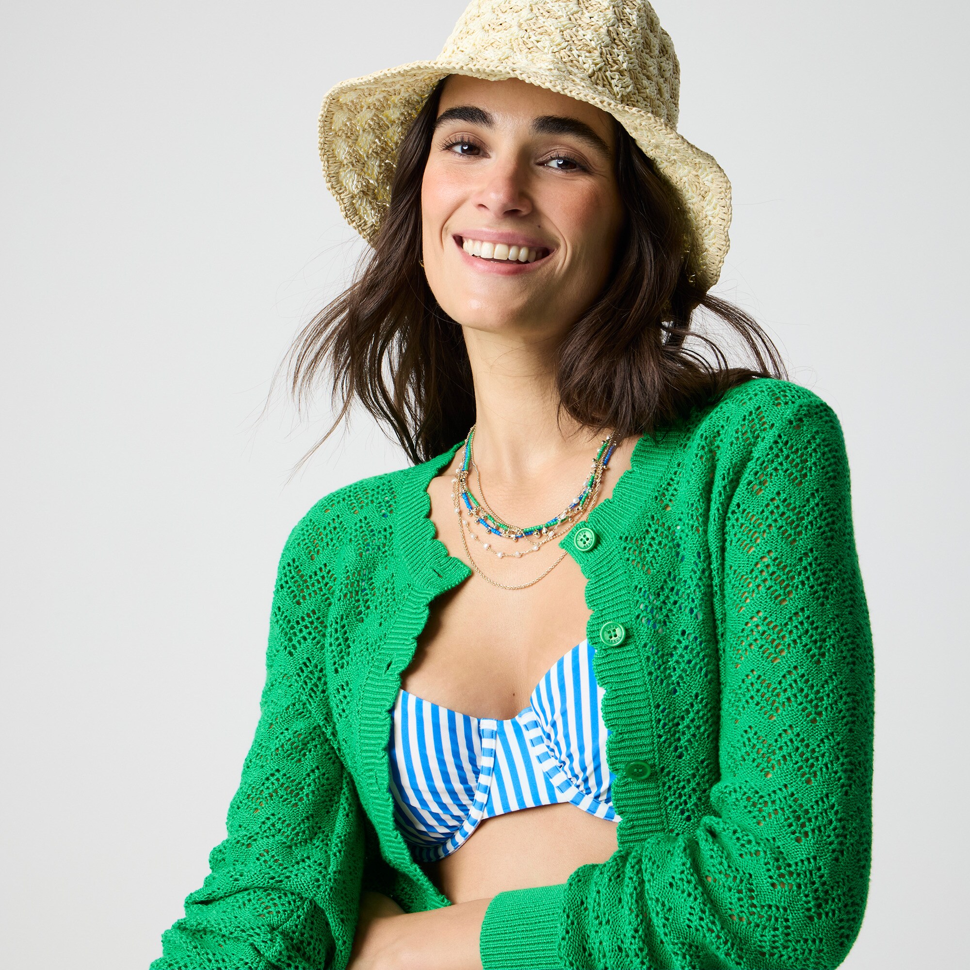 Pointelle cardigan sweater