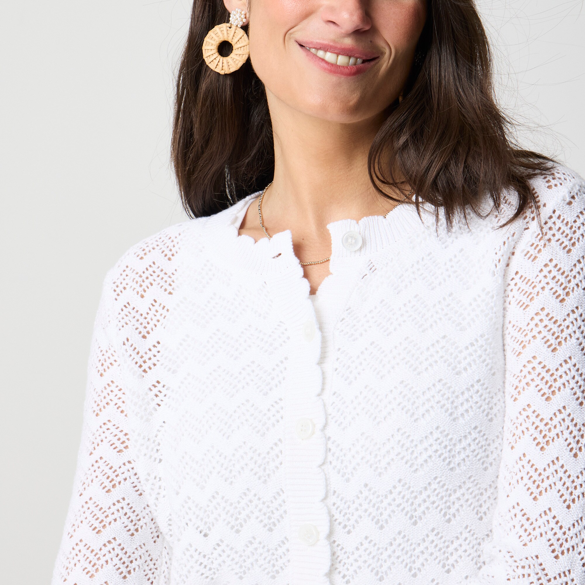 Pointelle cardigan sweater