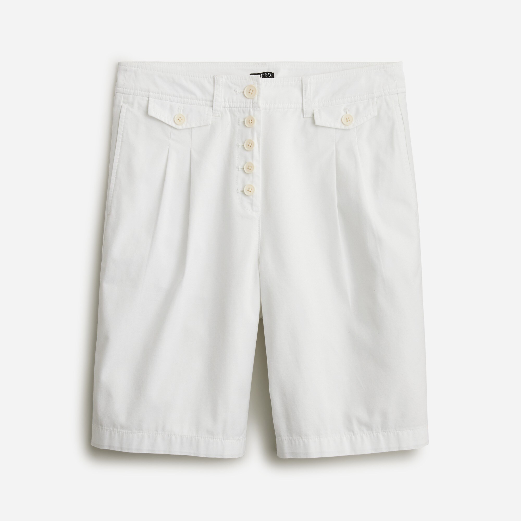 womens Pleated button-front short in chino