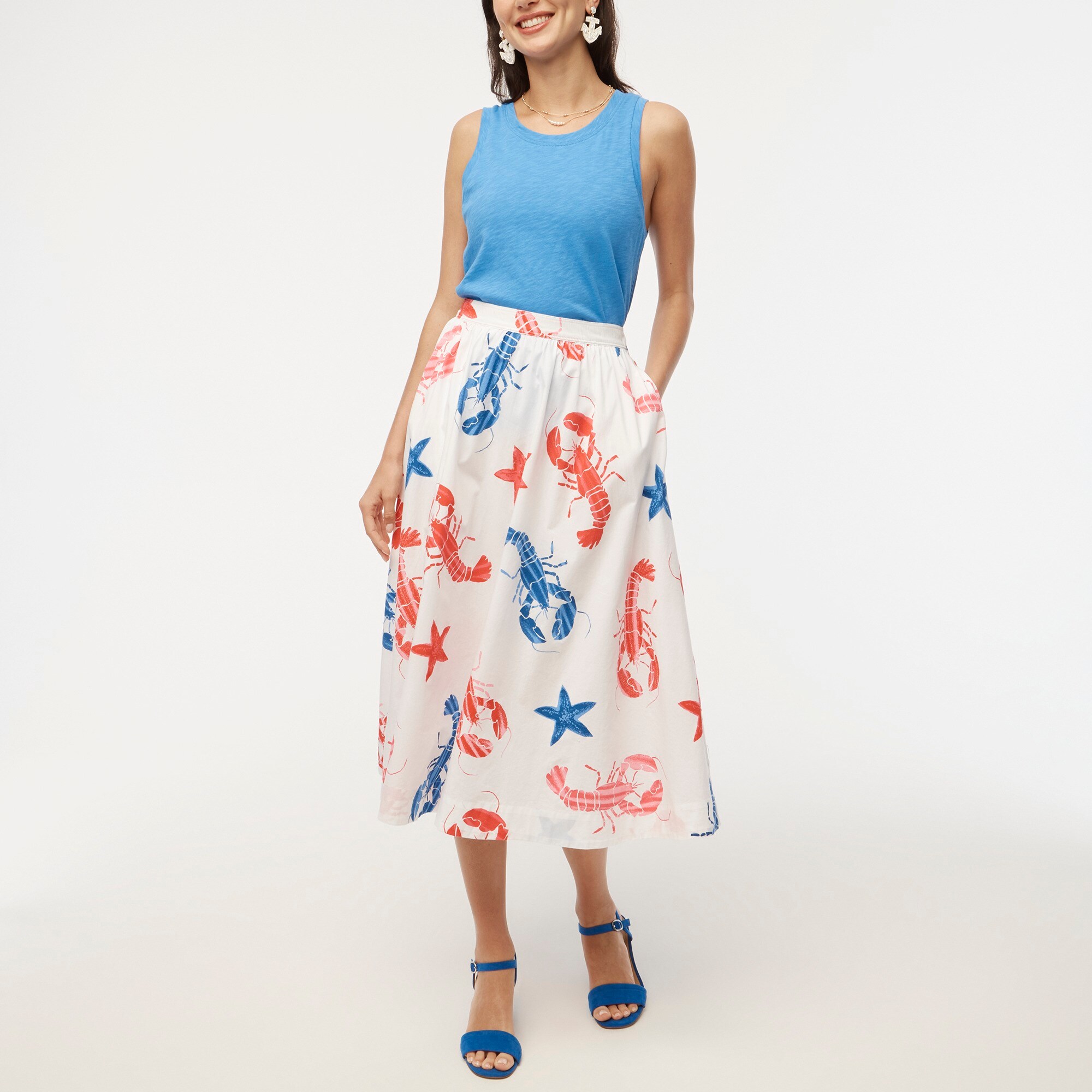 Seina Poplin Midi Skirt