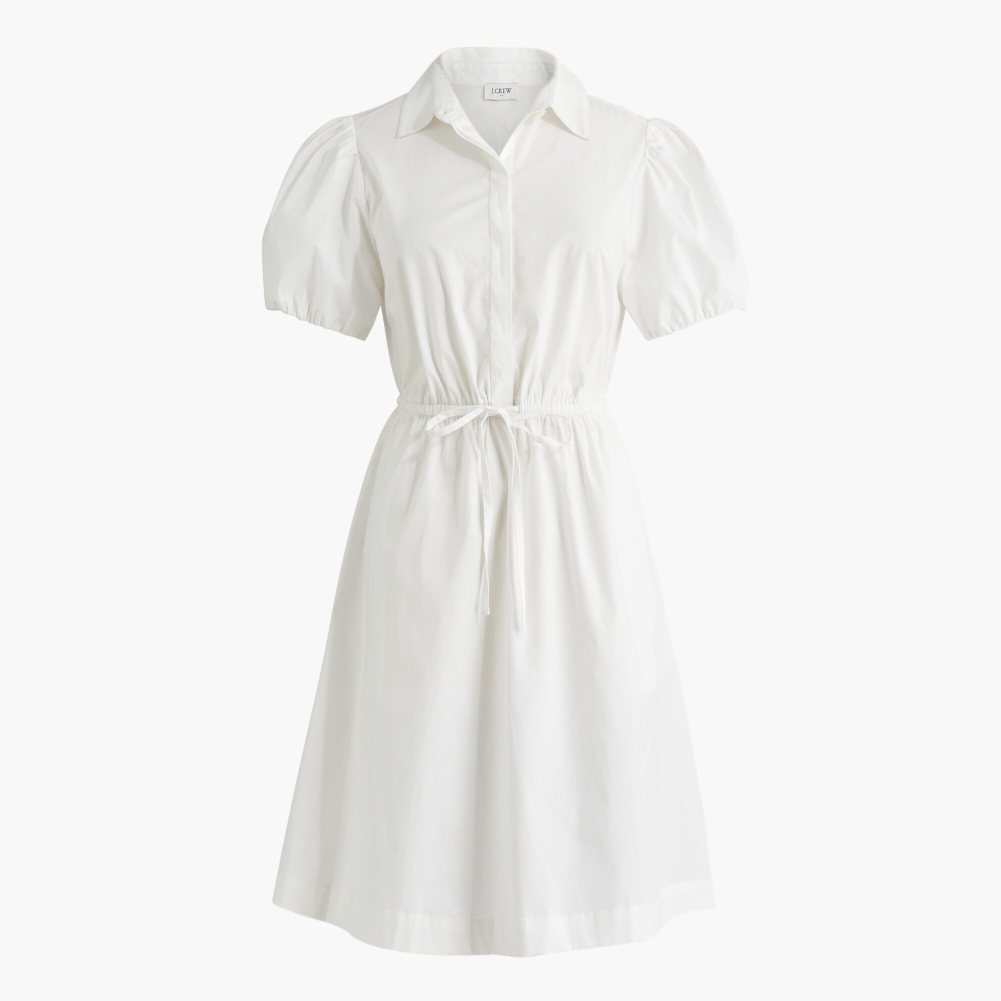 Collared short-sleeve tie-waist mini dress