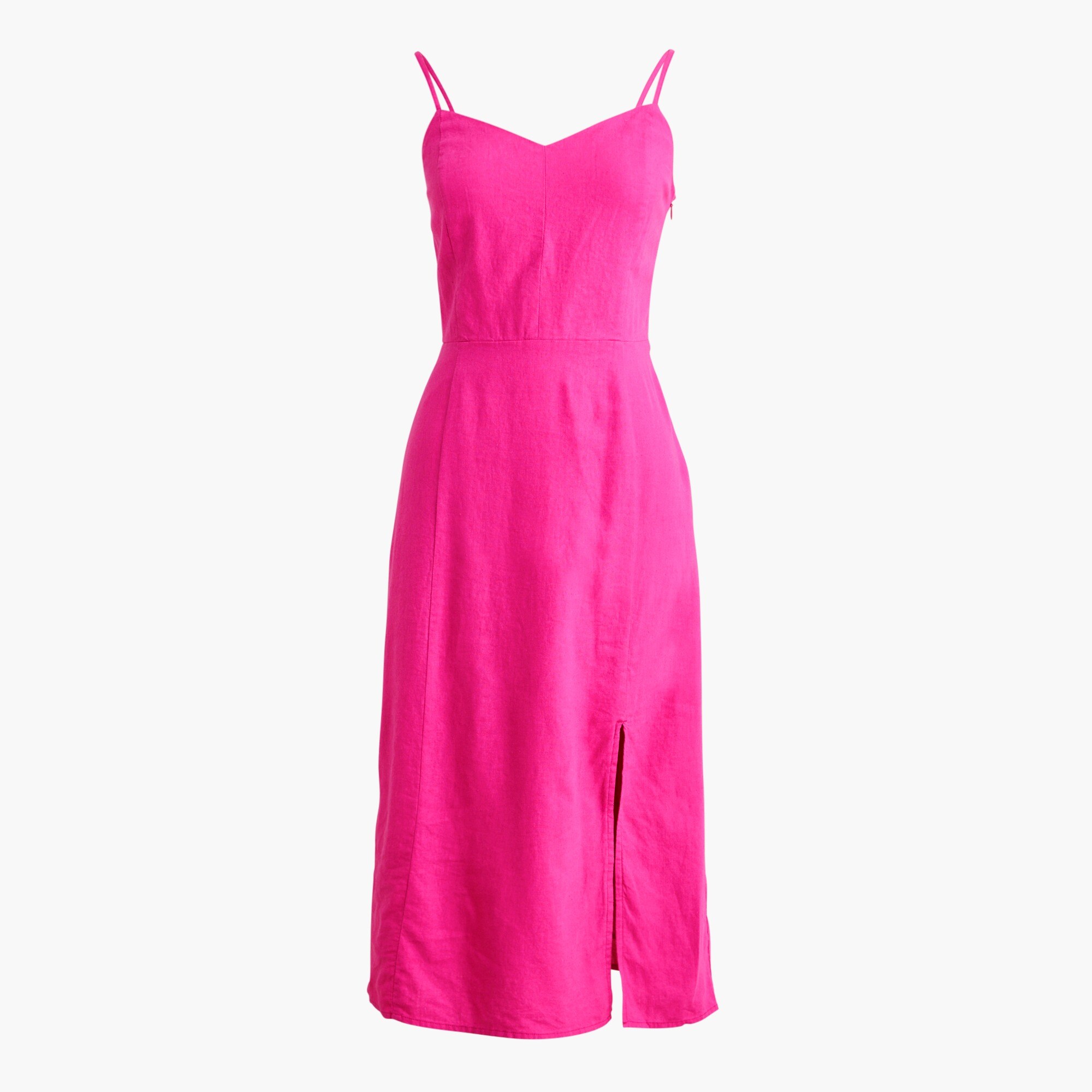 Linen-blend slip midi dress