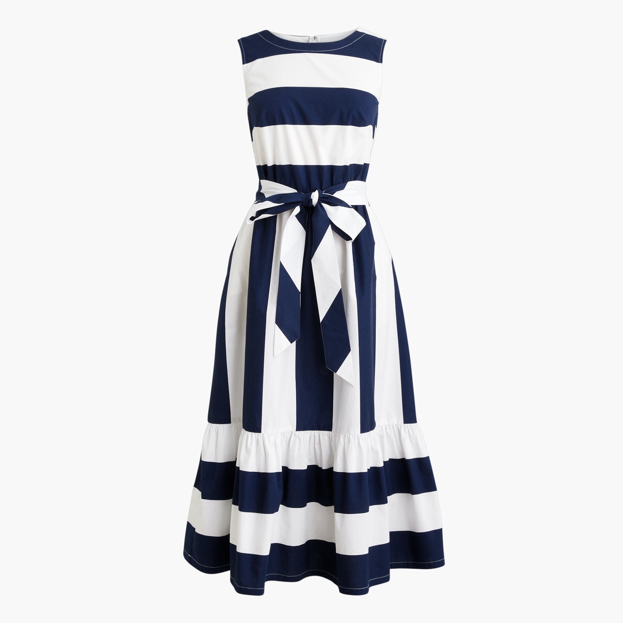 Striped poplin midi dress
