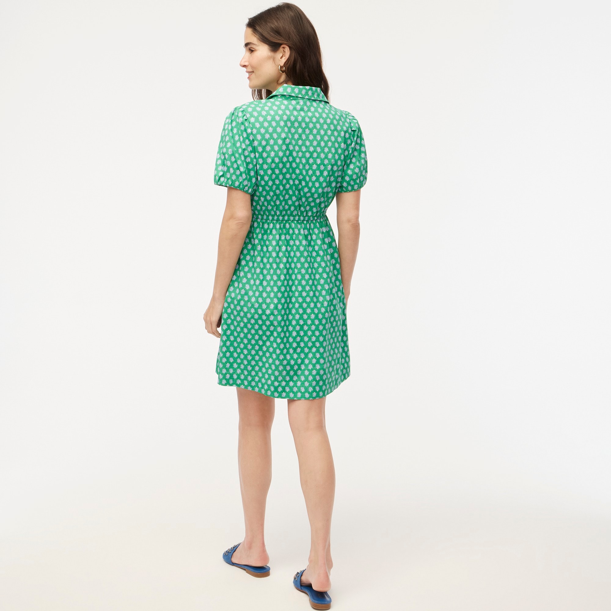 Collared short-sleeve tie-waist mini dress