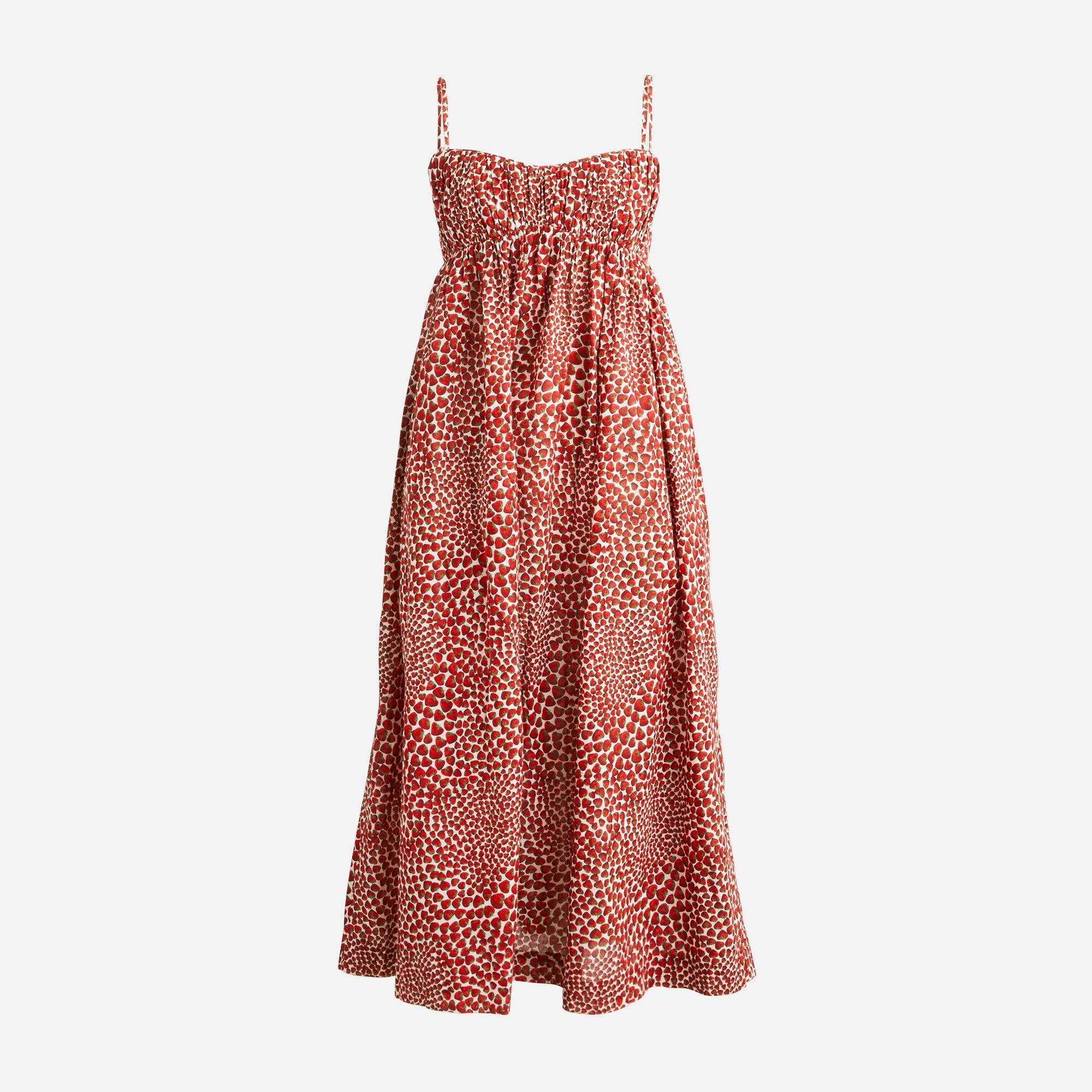 Empire-waist midi dress in strawberry swirl print