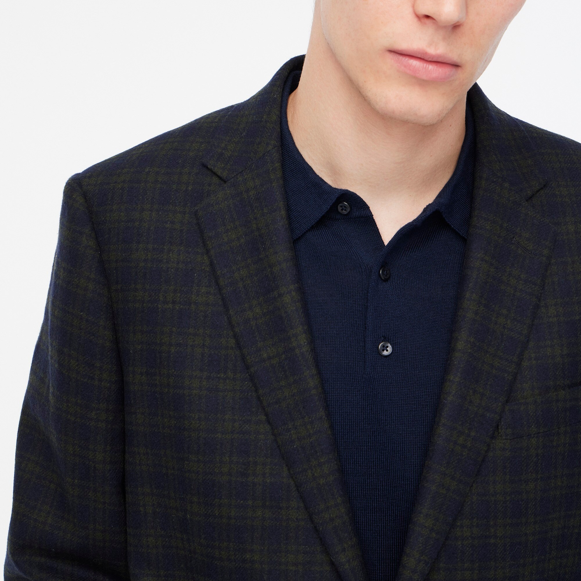 Slim-fit Thompson plaid wool-blend blazer