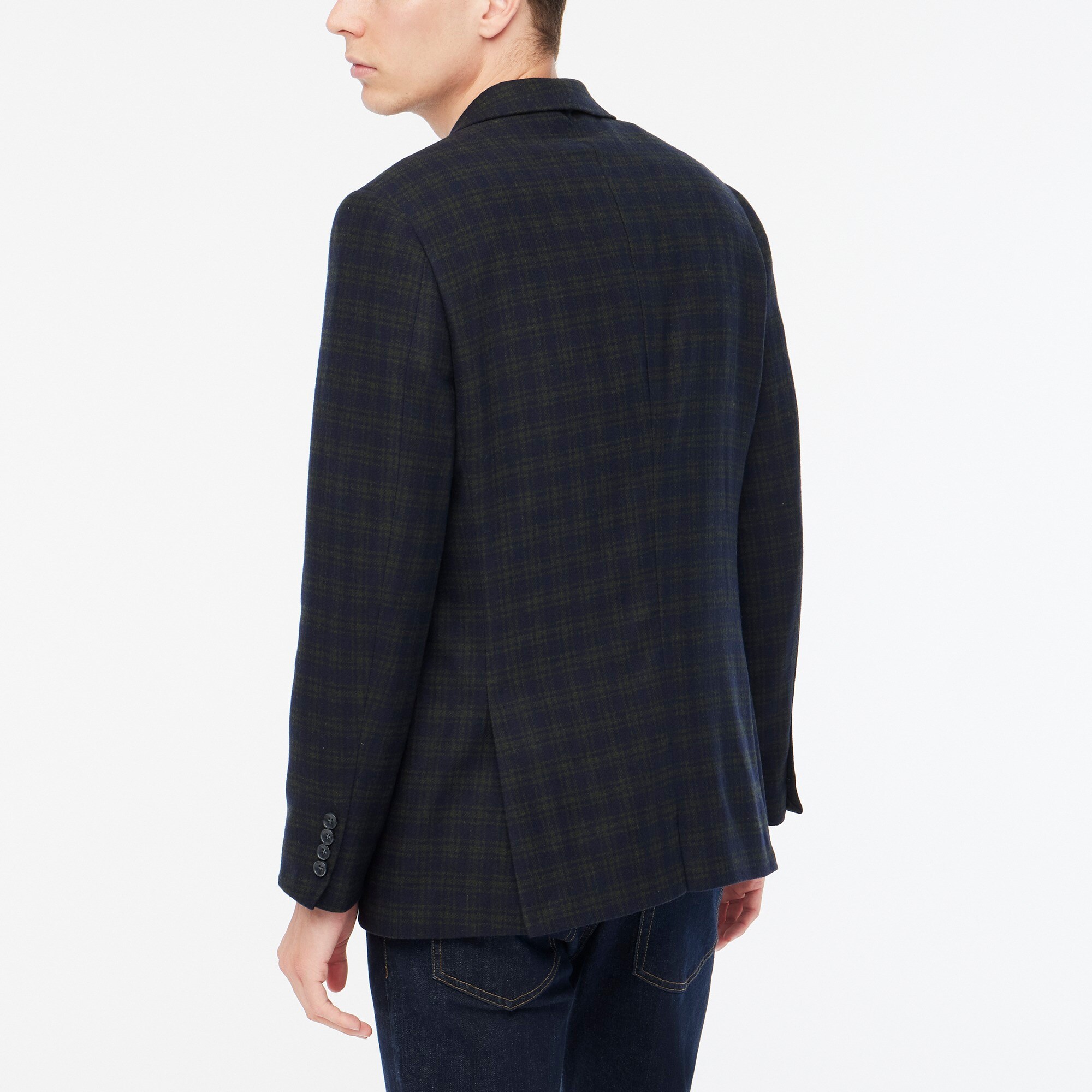 Slim-fit Thompson plaid wool-blend blazer