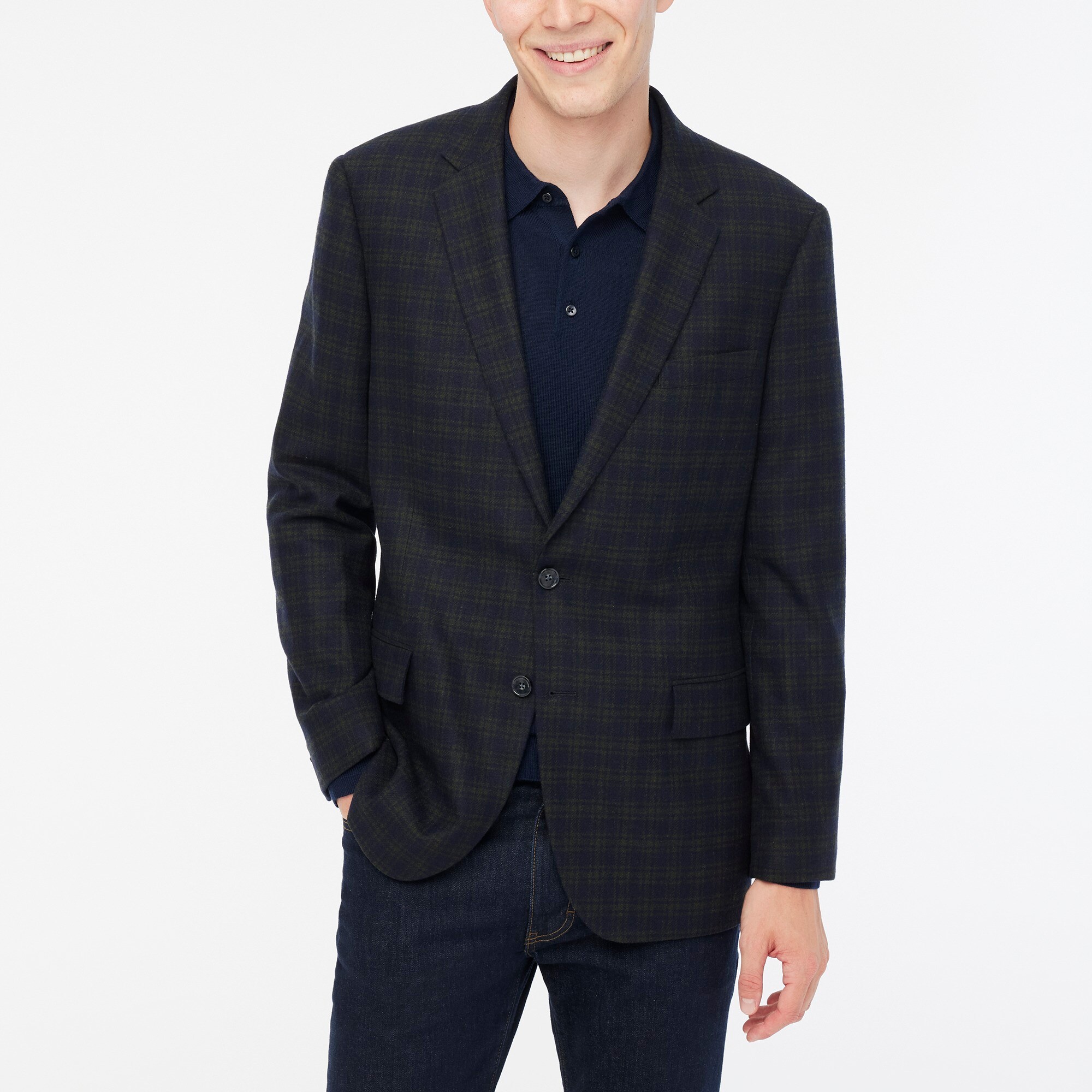 factory: slim-fit thompson plaid wool-blend blazer for men