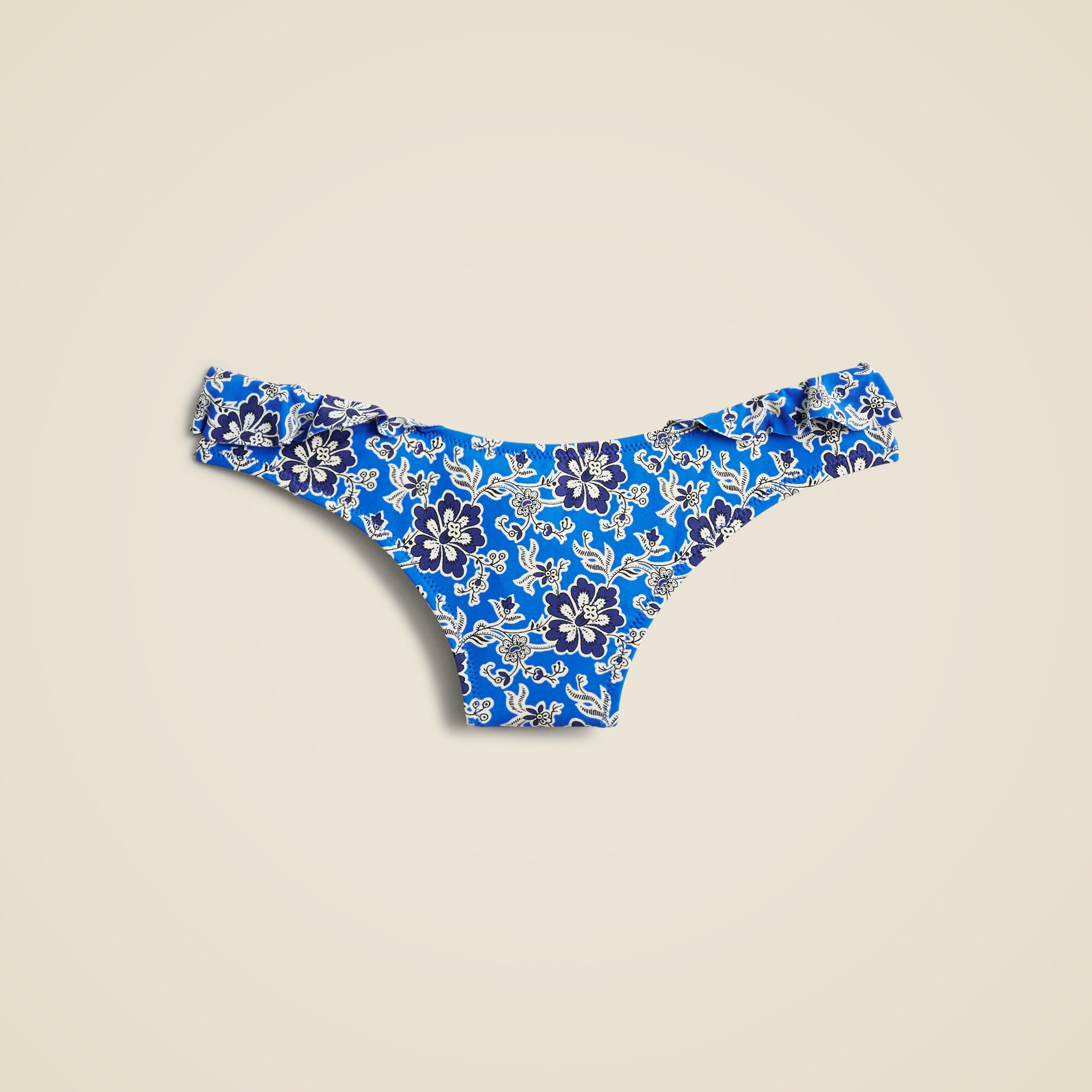 Ruffle bikini bottom in cobalt floral
