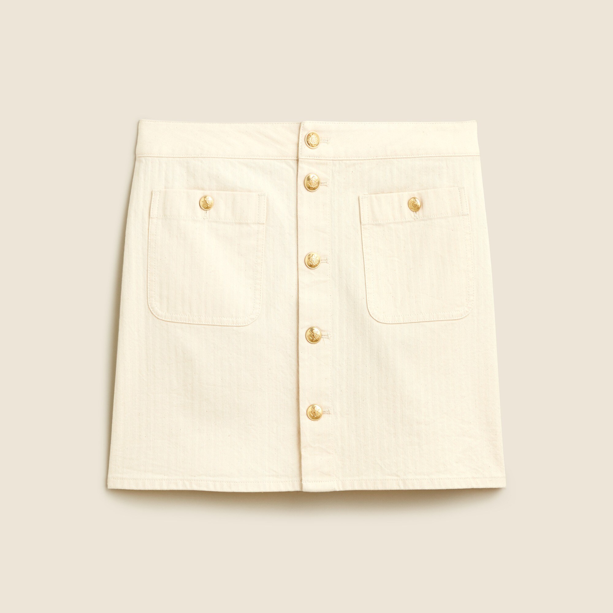 Textured denim mini skirt in ecru