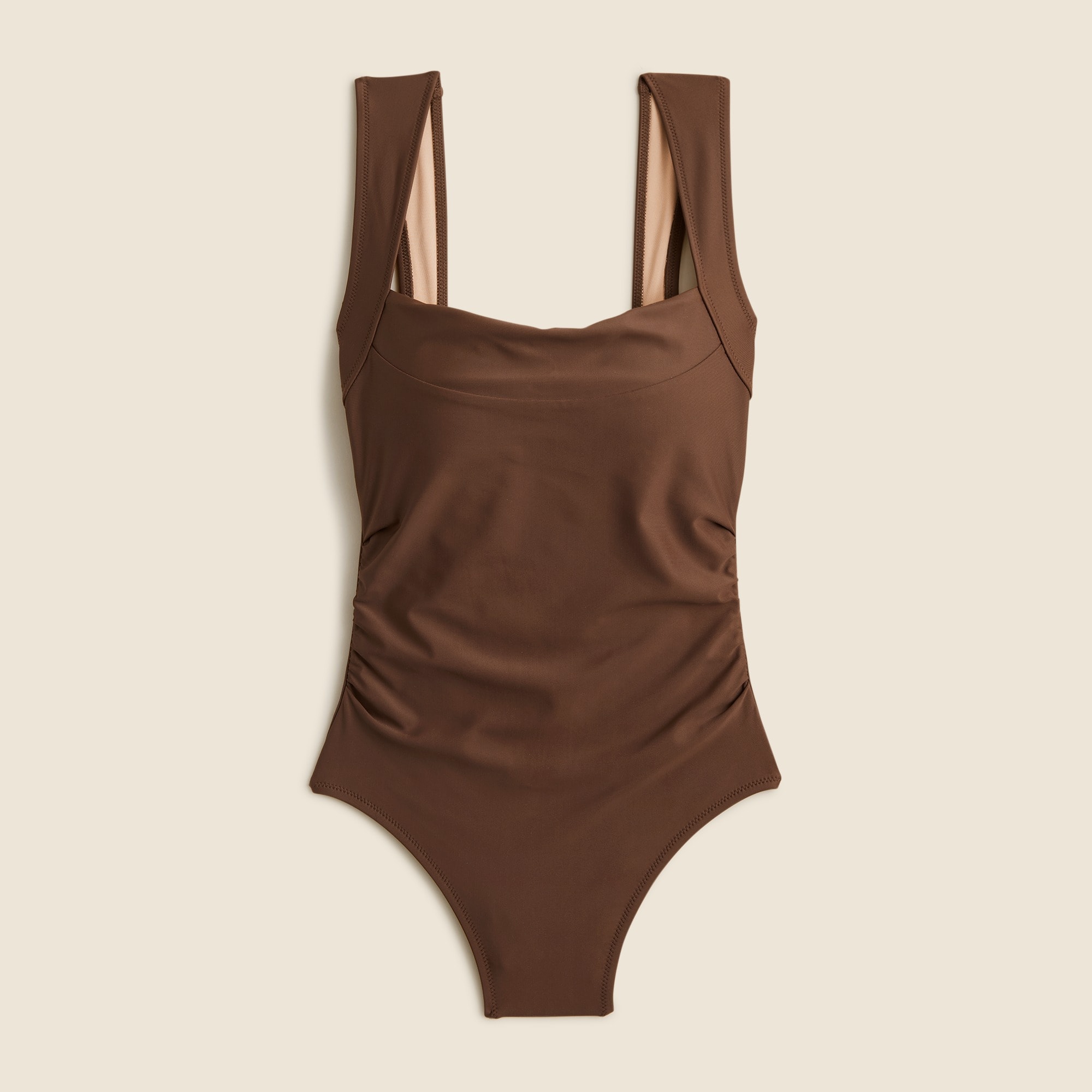 womens Ruched squareneck one-piece swimsuit