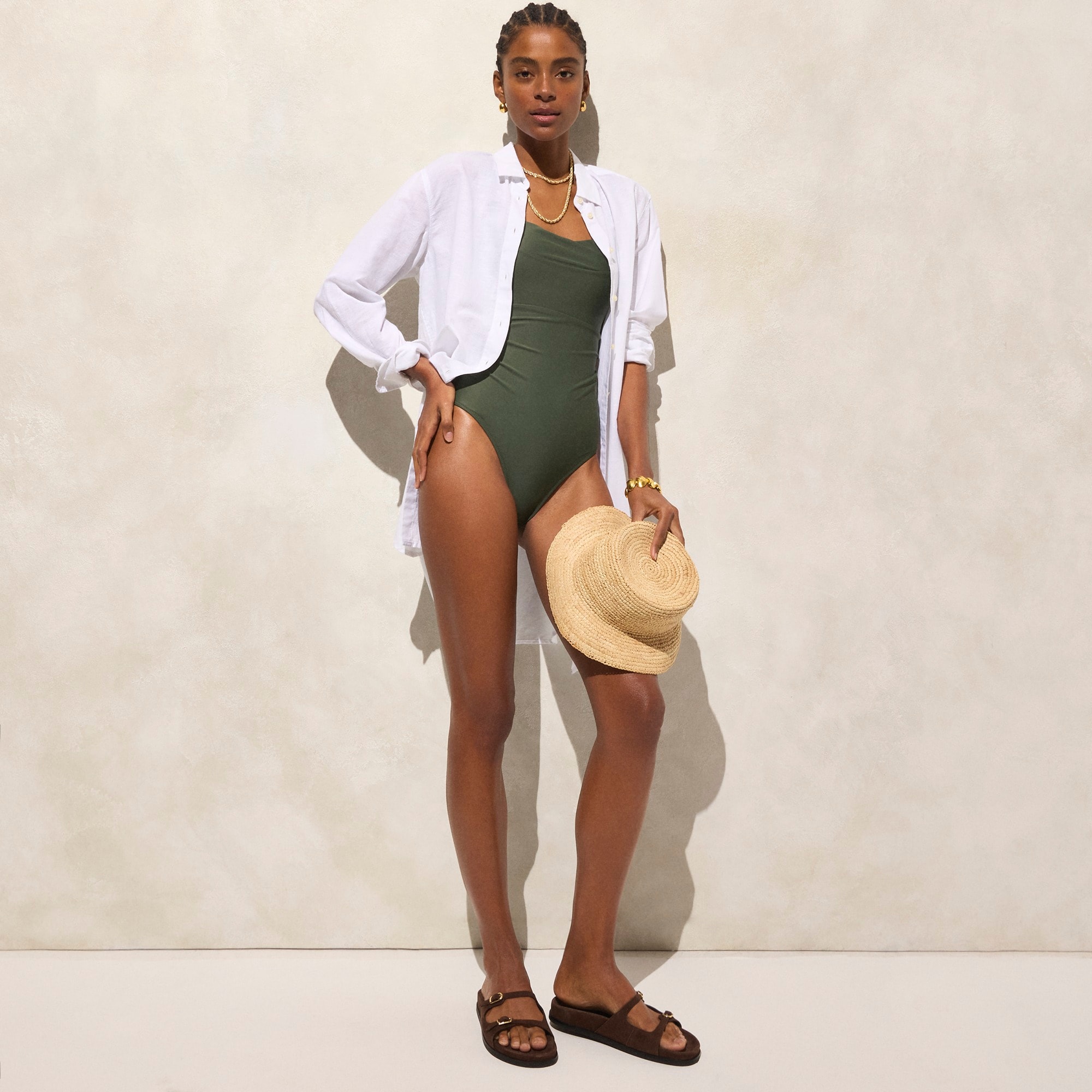 Nia ruched squareneck one-piece