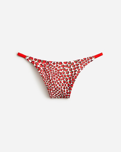 womens '90s no-tie string bikini bottom in strawberry swirl print