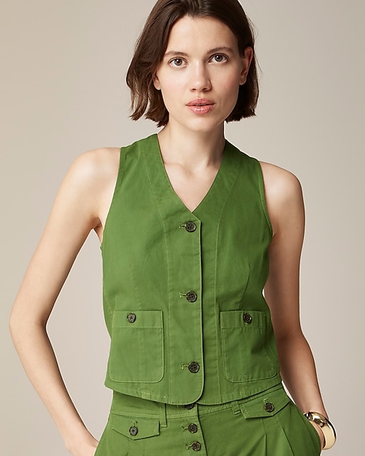 womens Patch-pocket chino vest