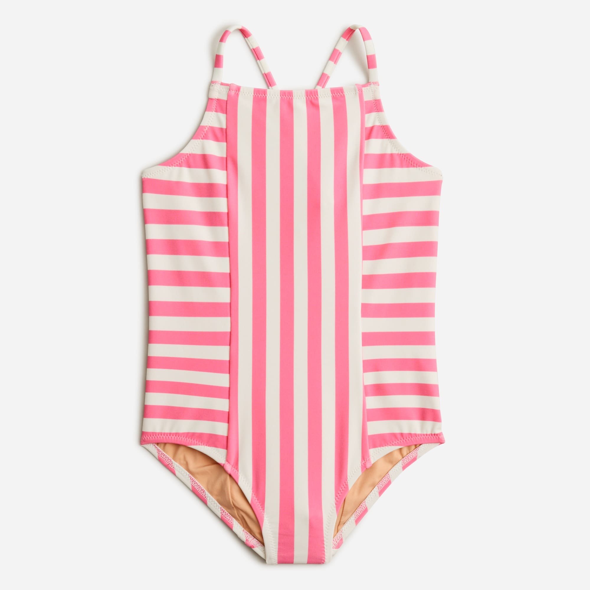  Girls' paneled one-piece swimsuit with UPF 50+