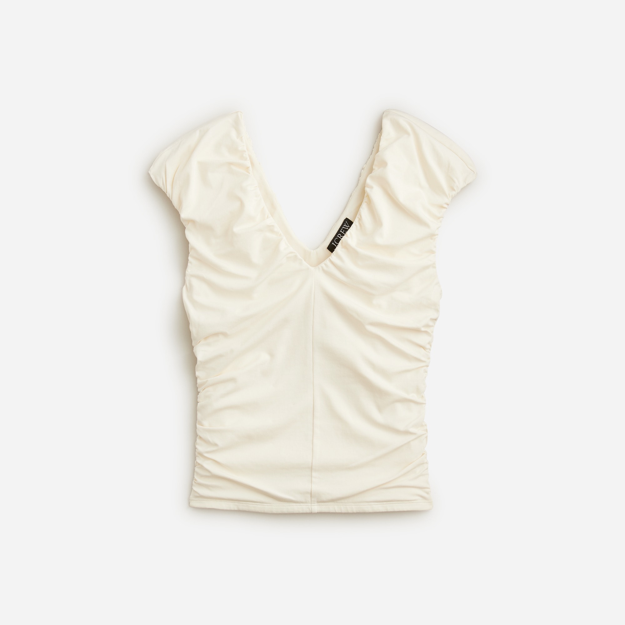  Ruched V-neck top in stretch cotton blend