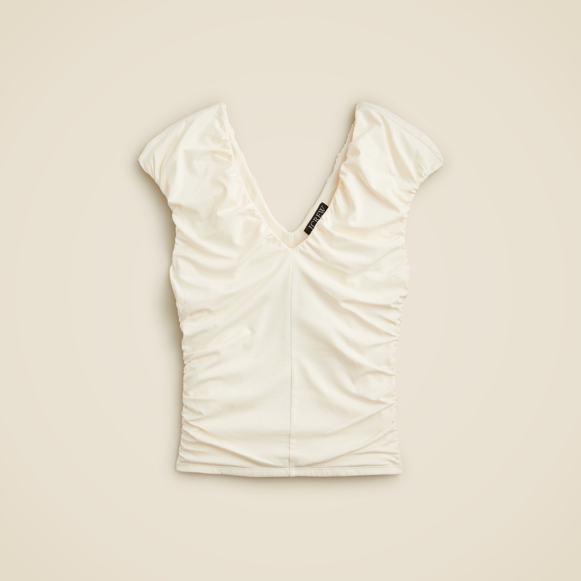 Ruched V-neck top in stretch cotton blend
