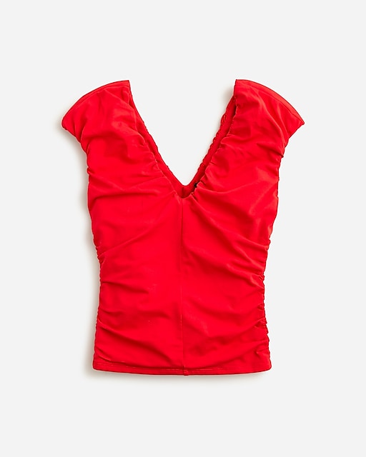 womens Ruched V-neck top in stretch cotton blend