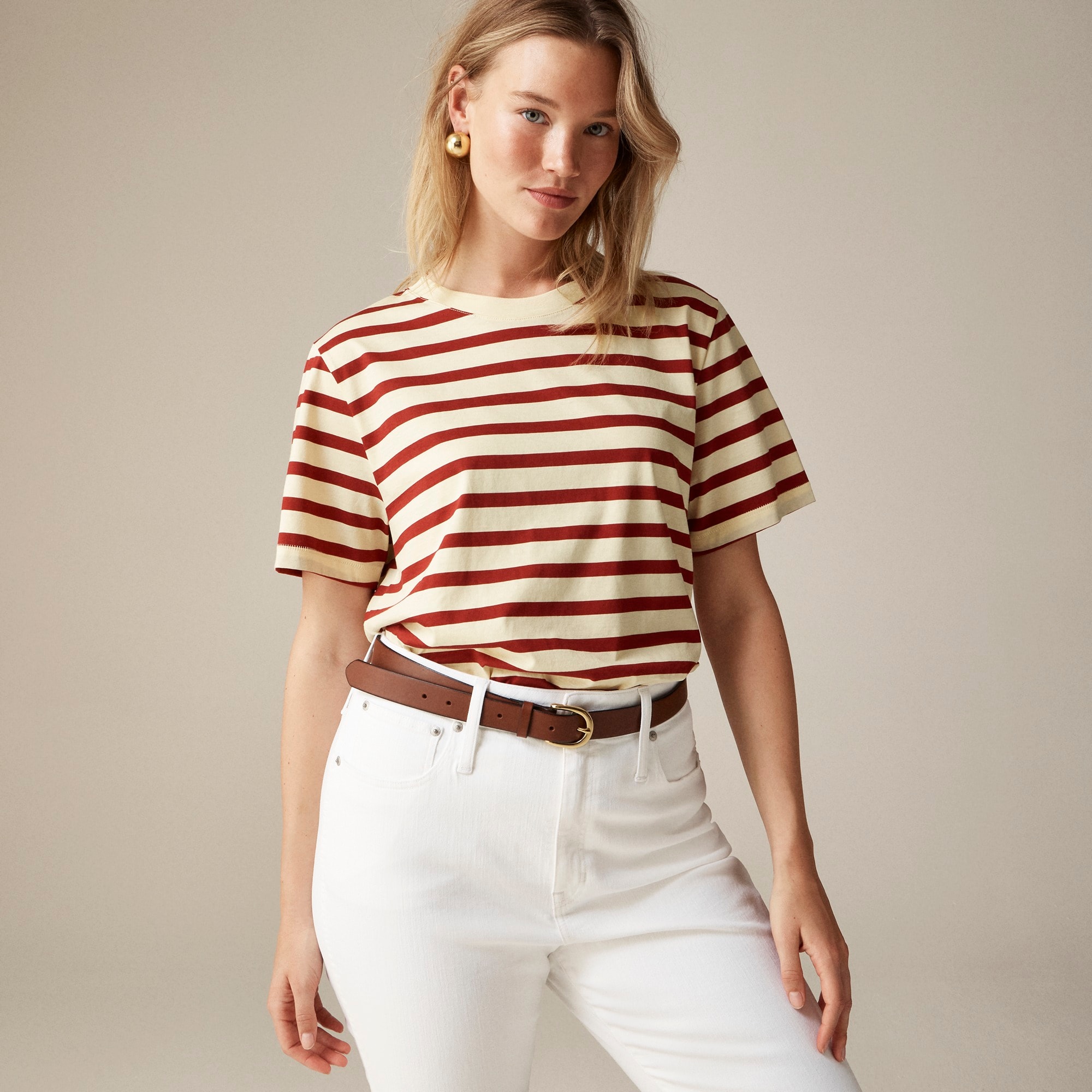 j.crew: pima cotton relaxed t-shirt in stripe for women