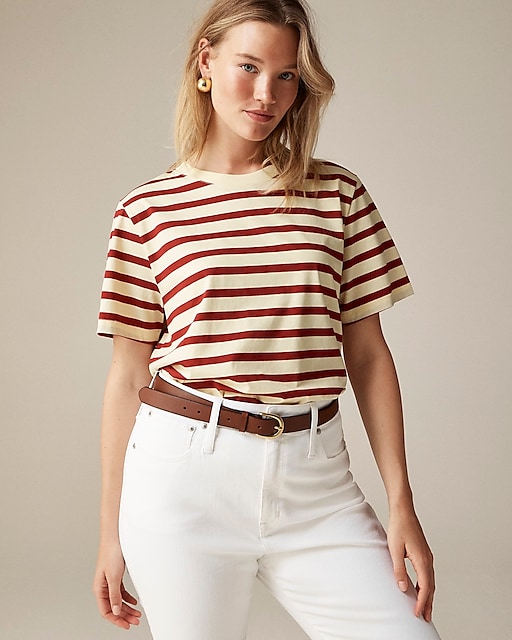 womens Pima cotton relaxed T-shirt in stripe