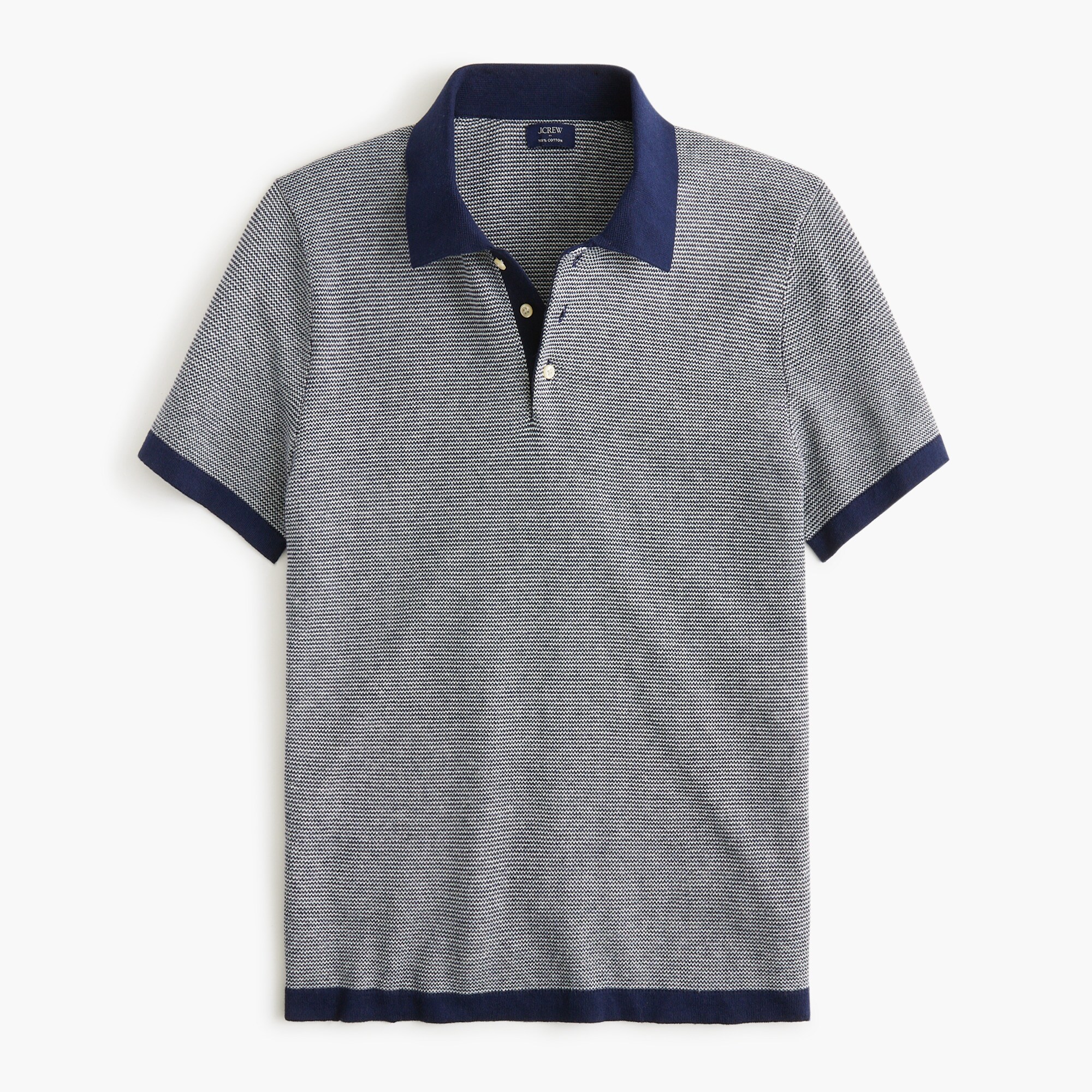 textured cotton sweater-polo for men
