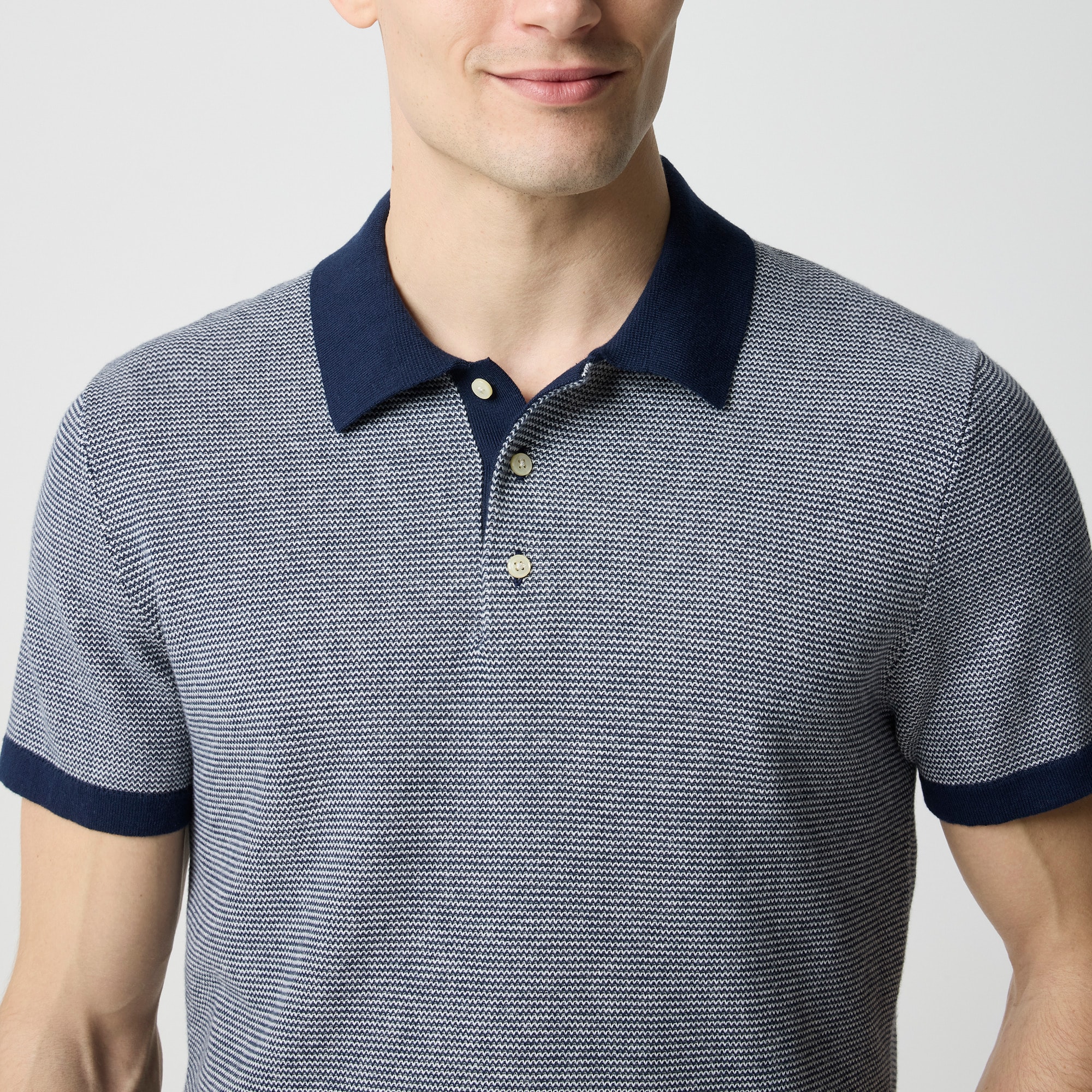 Textured cotton sweater-polo