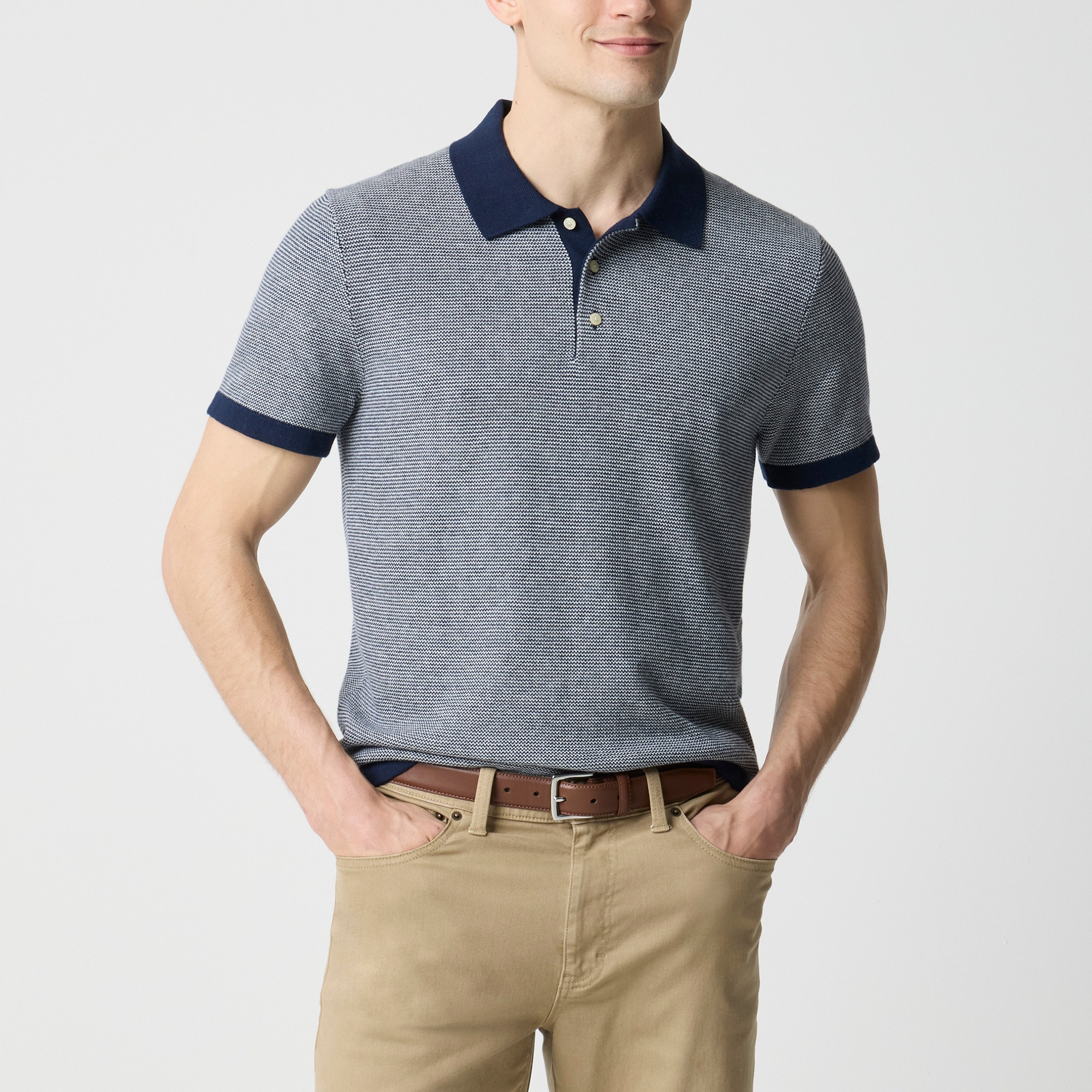 mens Textured cotton sweater-polo