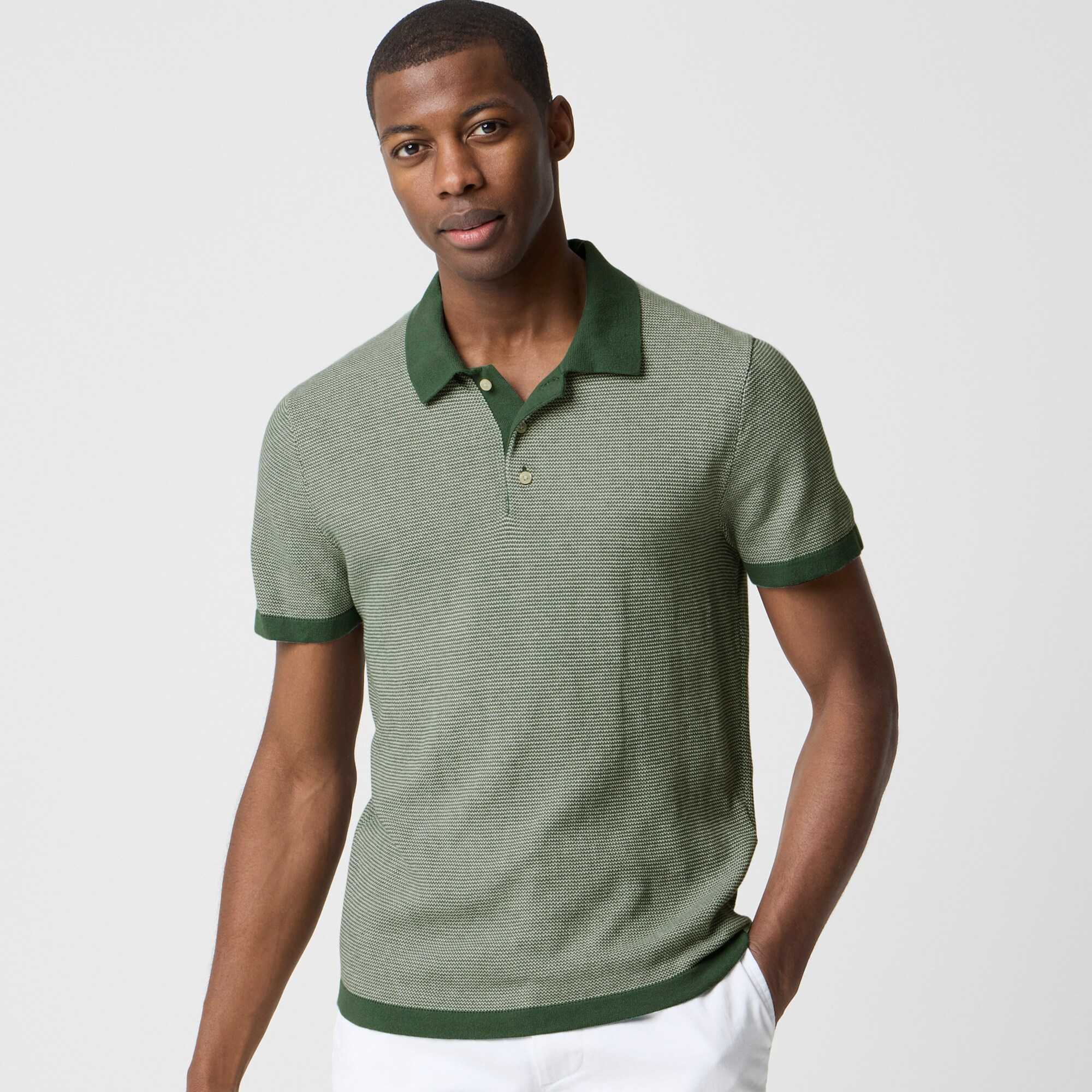 mens Textured cotton sweater-polo