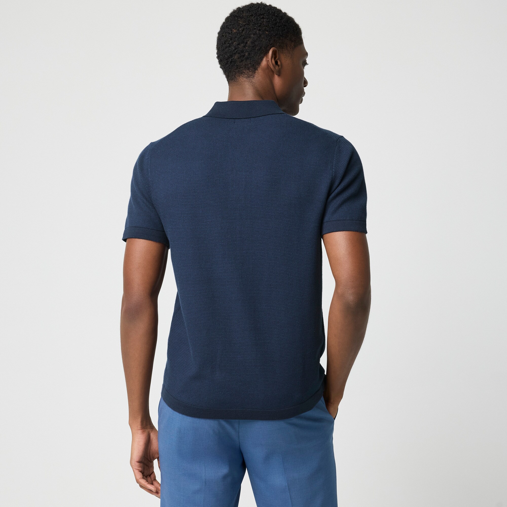 Textured cotton sweater-polo