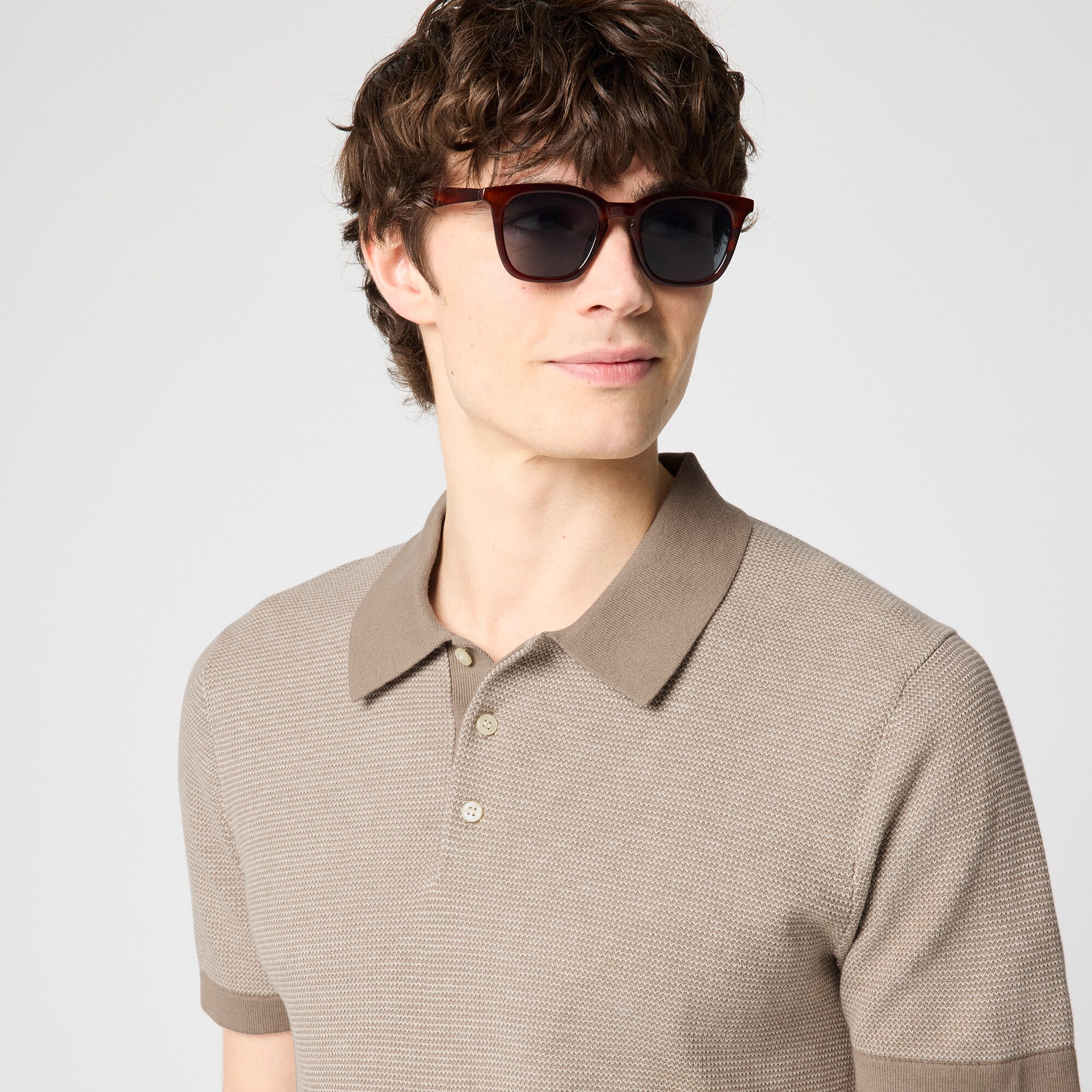 Textured cotton sweater-polo
