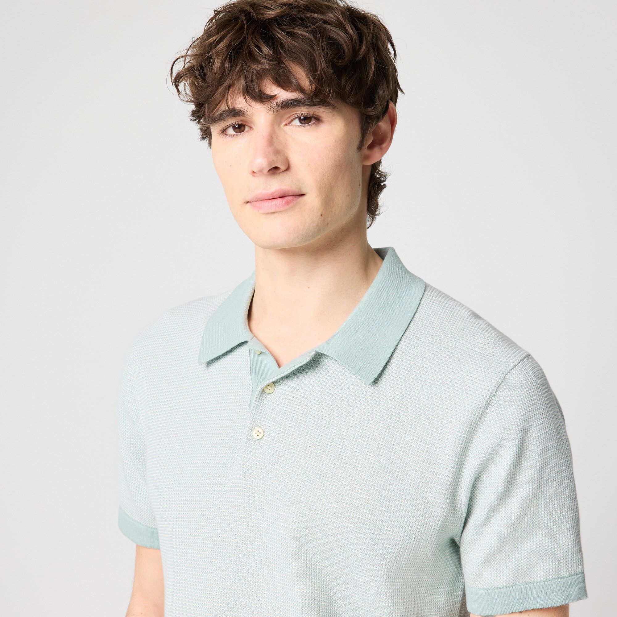 Textured cotton sweater-polo