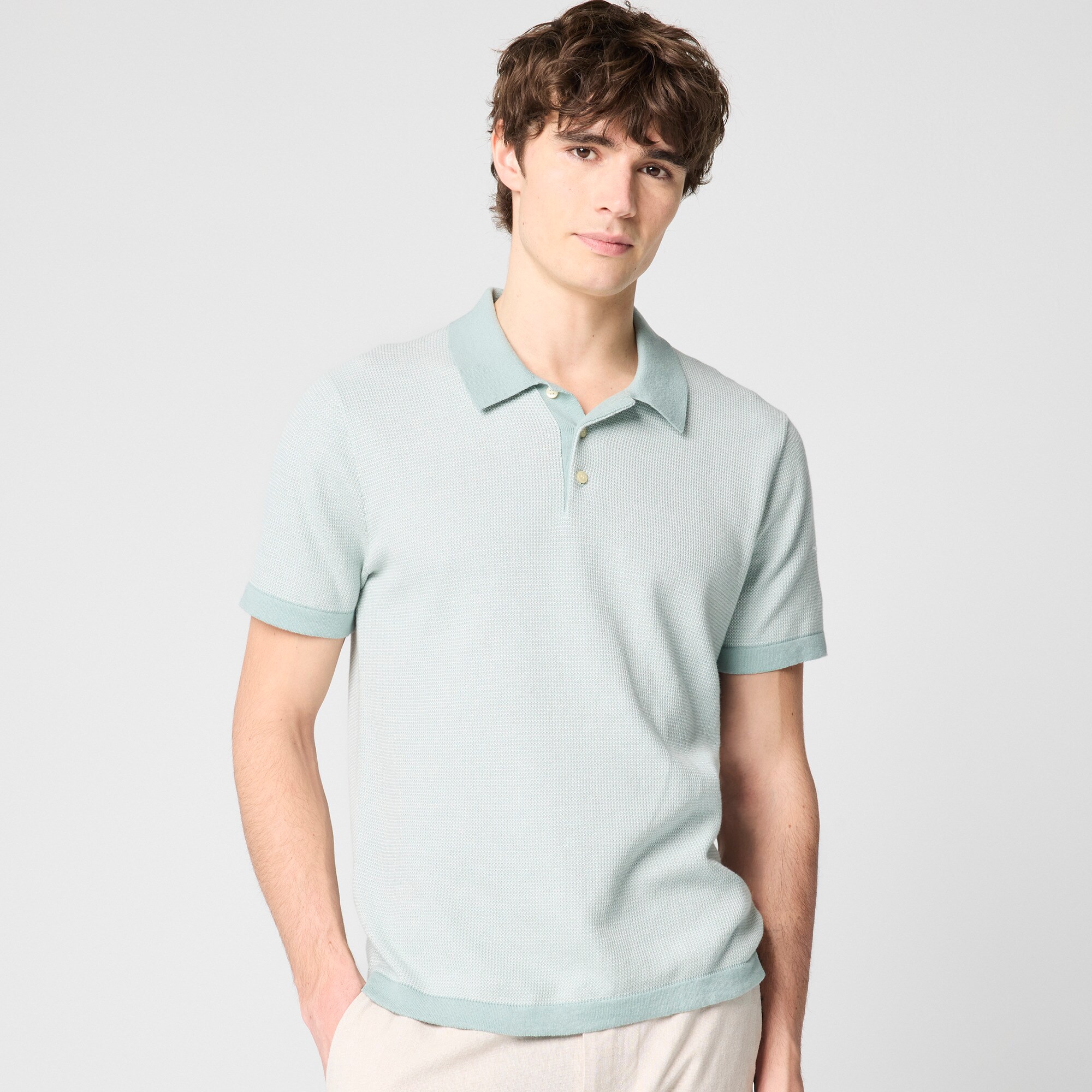 Textured cotton sweater-polo