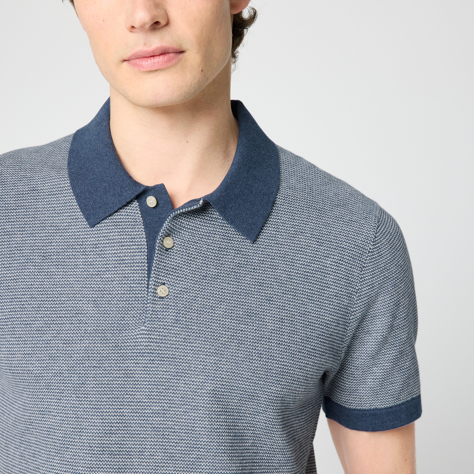 Textured cotton sweater-polo