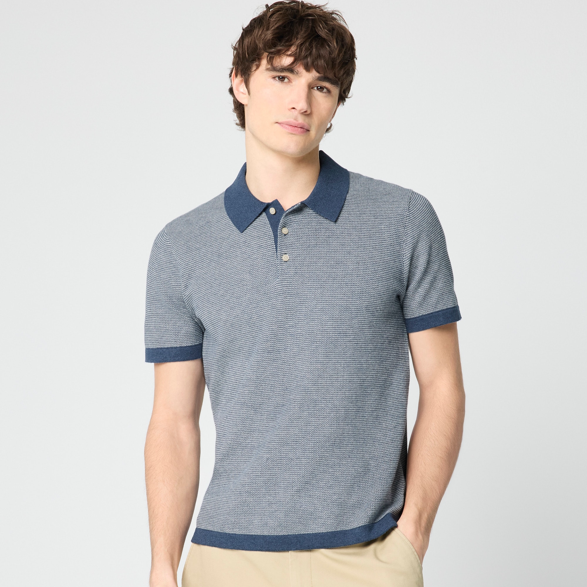 Textured cotton sweater-polo