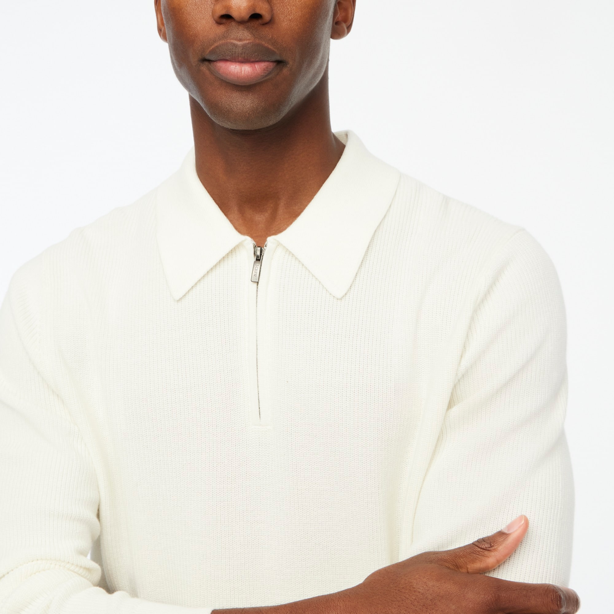 Ribbed cotton sweater-polo