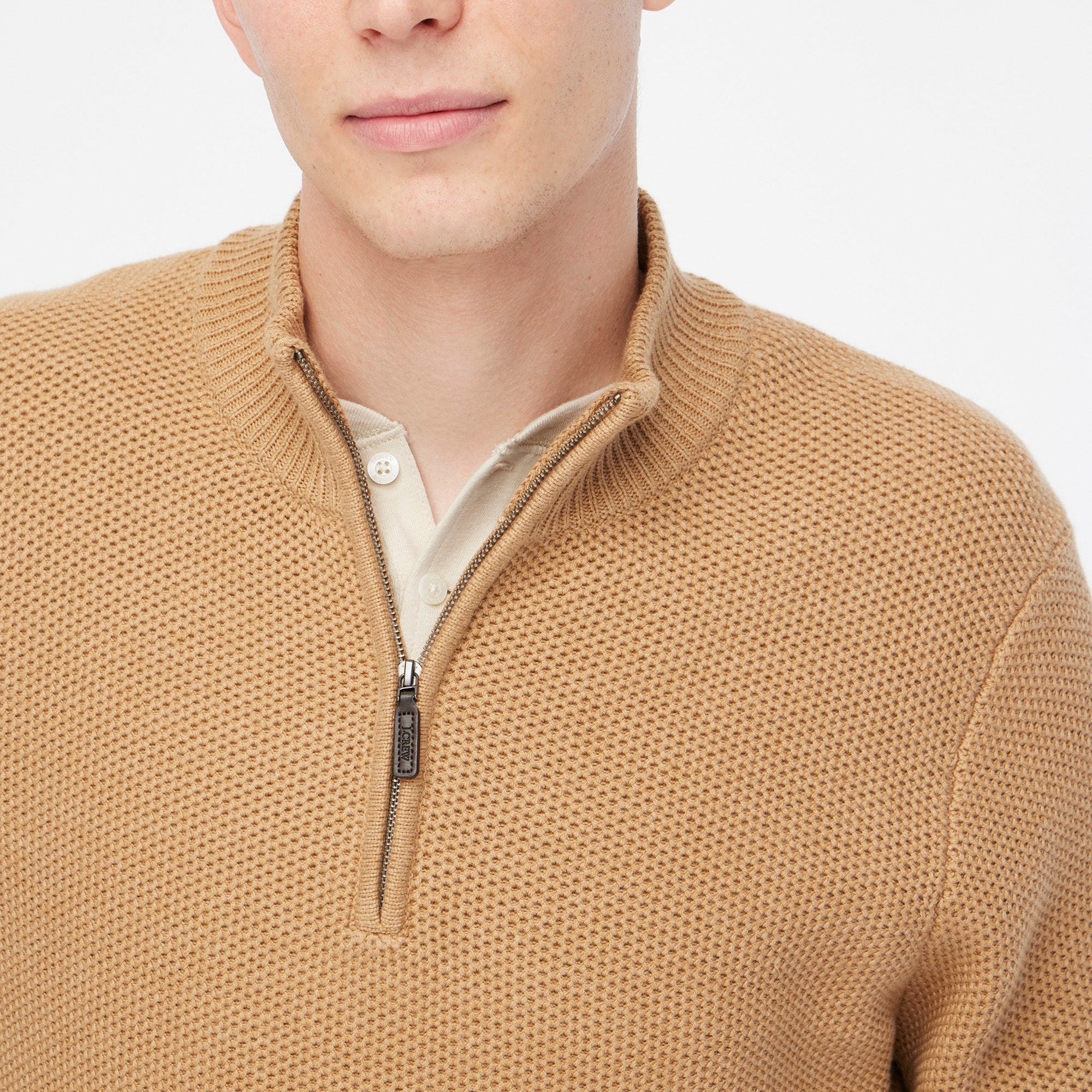 Factory: Cotton Honeycomb Knit Half-zip For Men